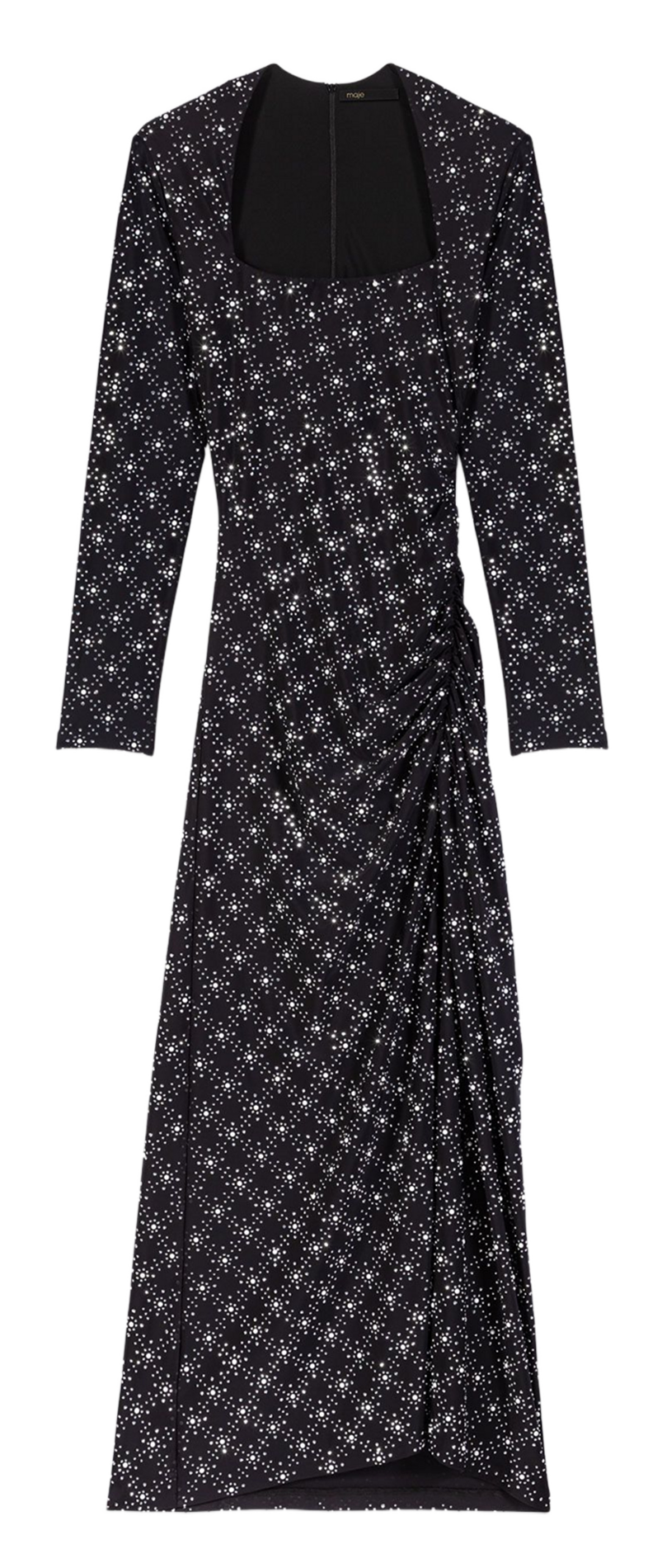 Robe longue col carré MAJE Noir