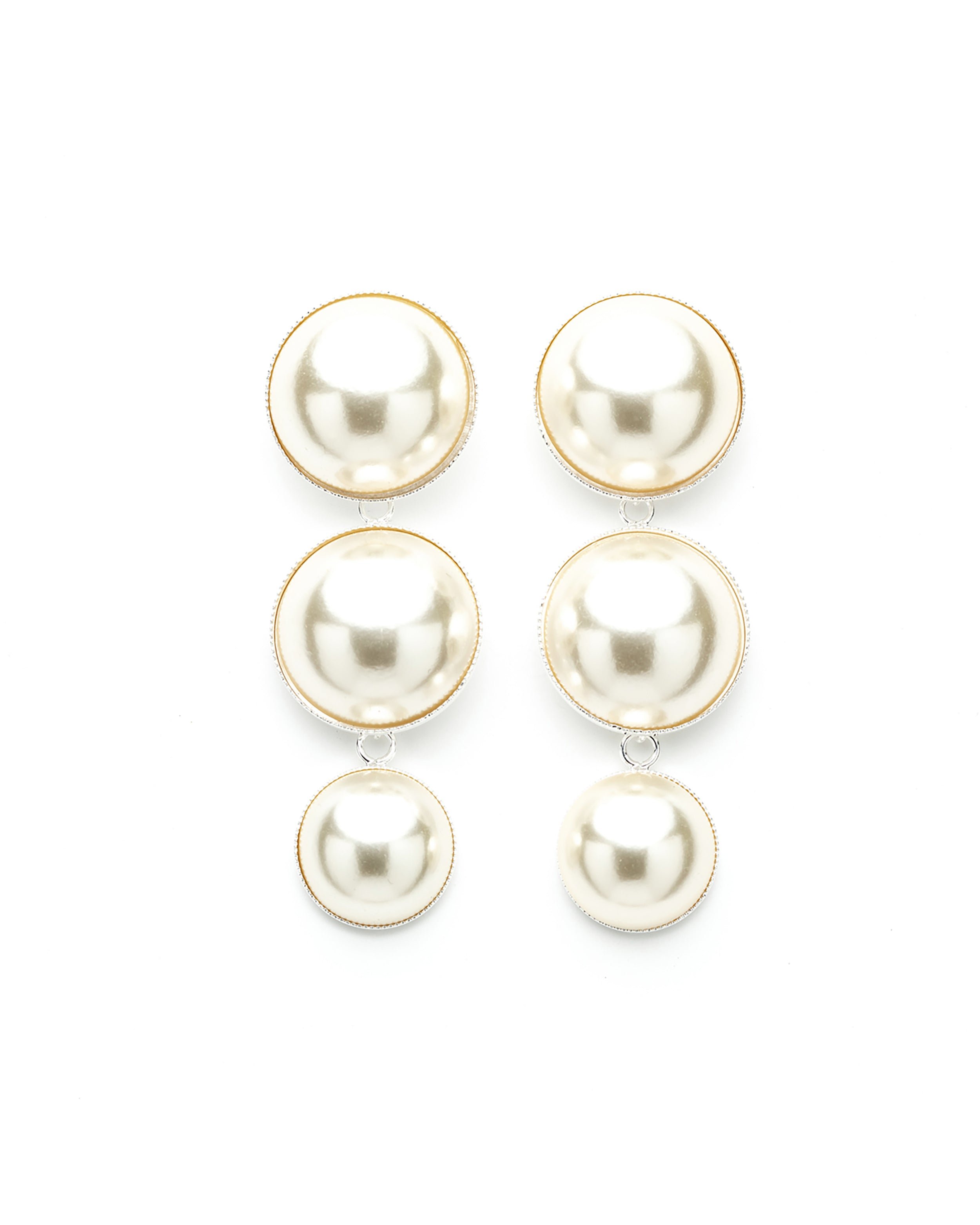 Maxi silver-plated pearl drop stud earrings MONSIEUR SIMONE Silver