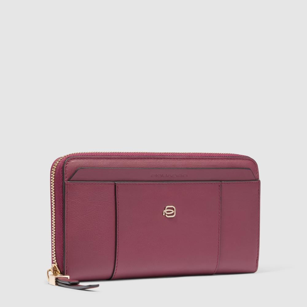 Grand portefeuille femme avec 4 soufflets, porte-monnaie, porte-cartes de crédit et protection rfid PIQUADRO Rouge