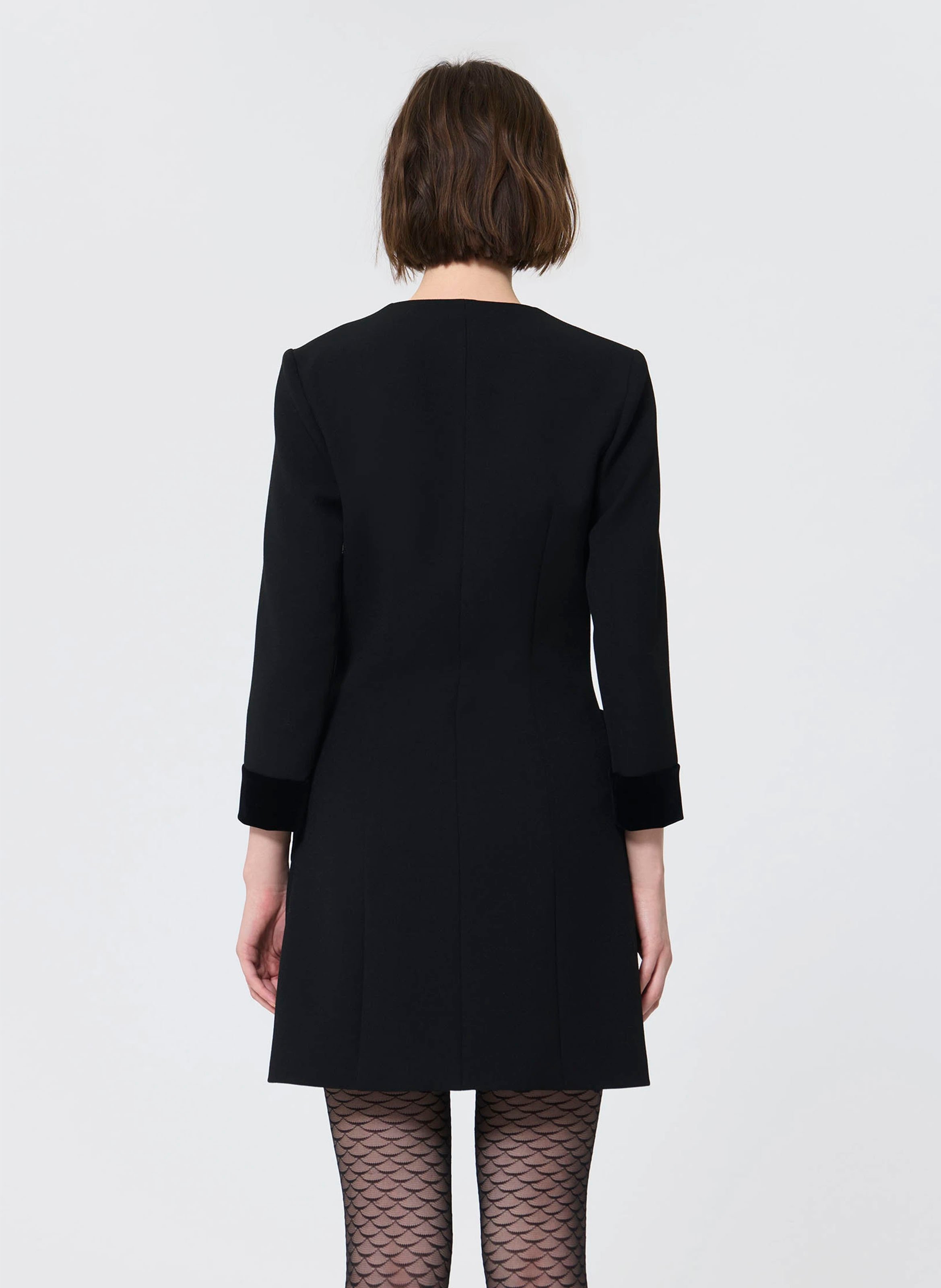 Fitted short dress with V-neck solid color TARA JARMON Black