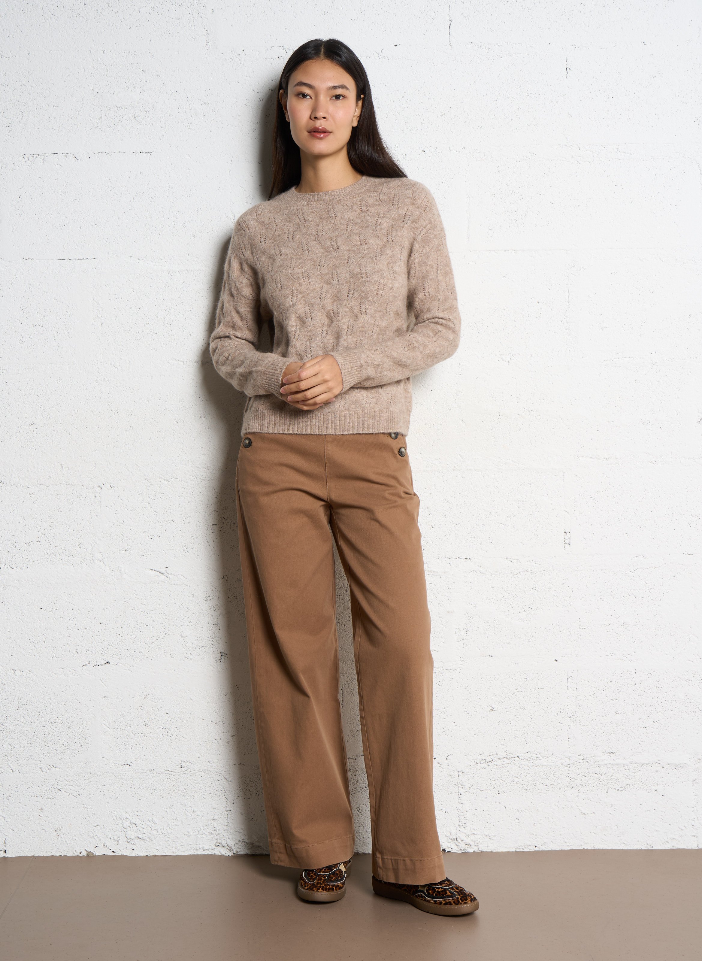 Cotton-blend chinos SUD EXPRESS Beige