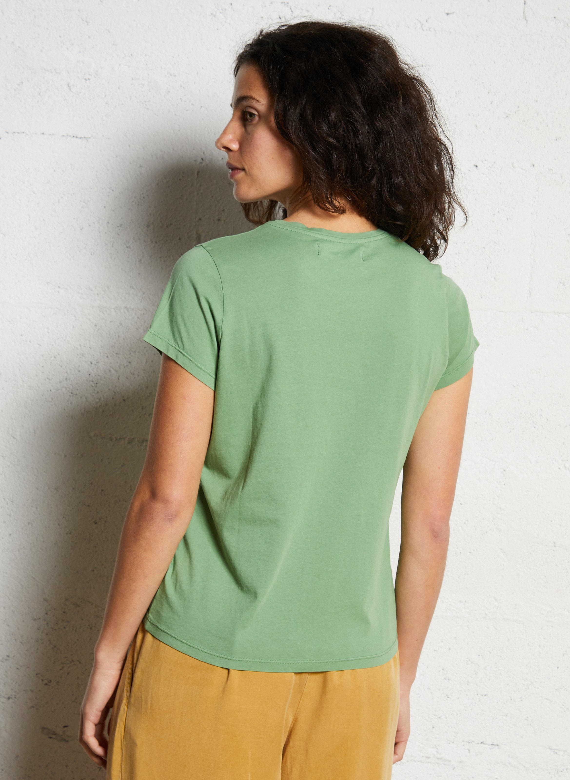 Round-neck printed cotton T-shirt NICE THINGS Green