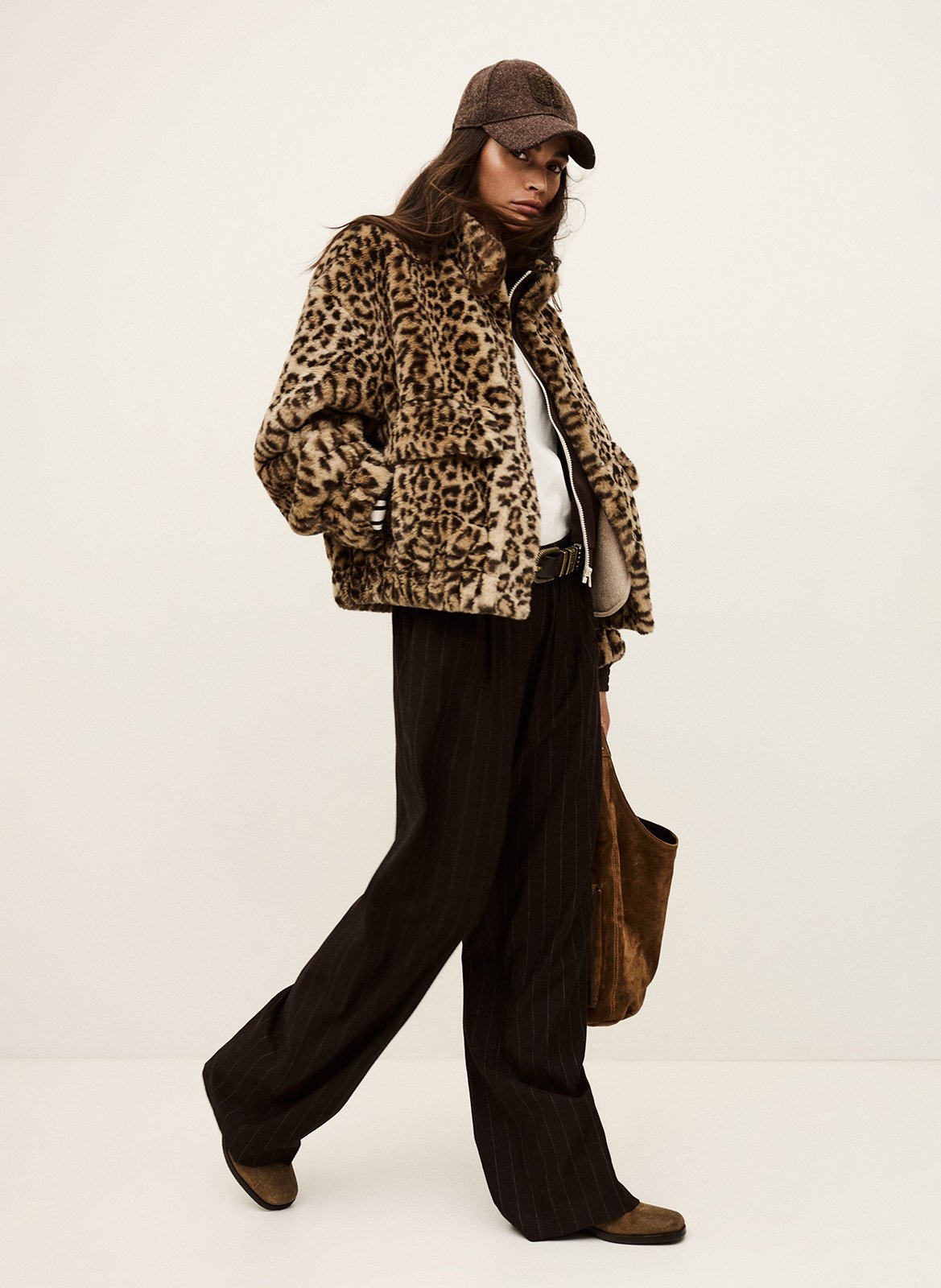 Veste oversize col montant imprimée BA&SH Beige