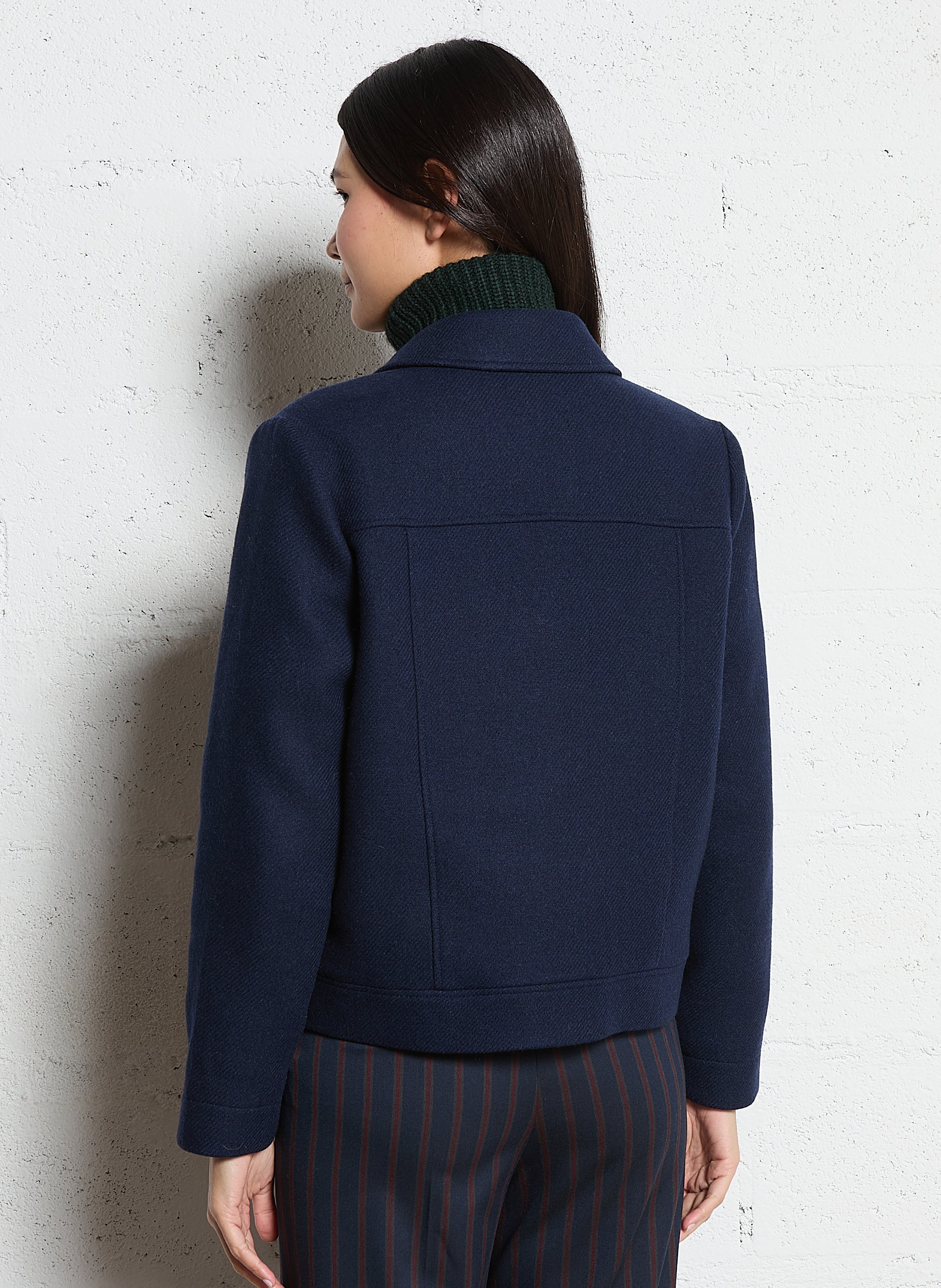 Veste droite col classique en laine mélangée I CODE Bleu