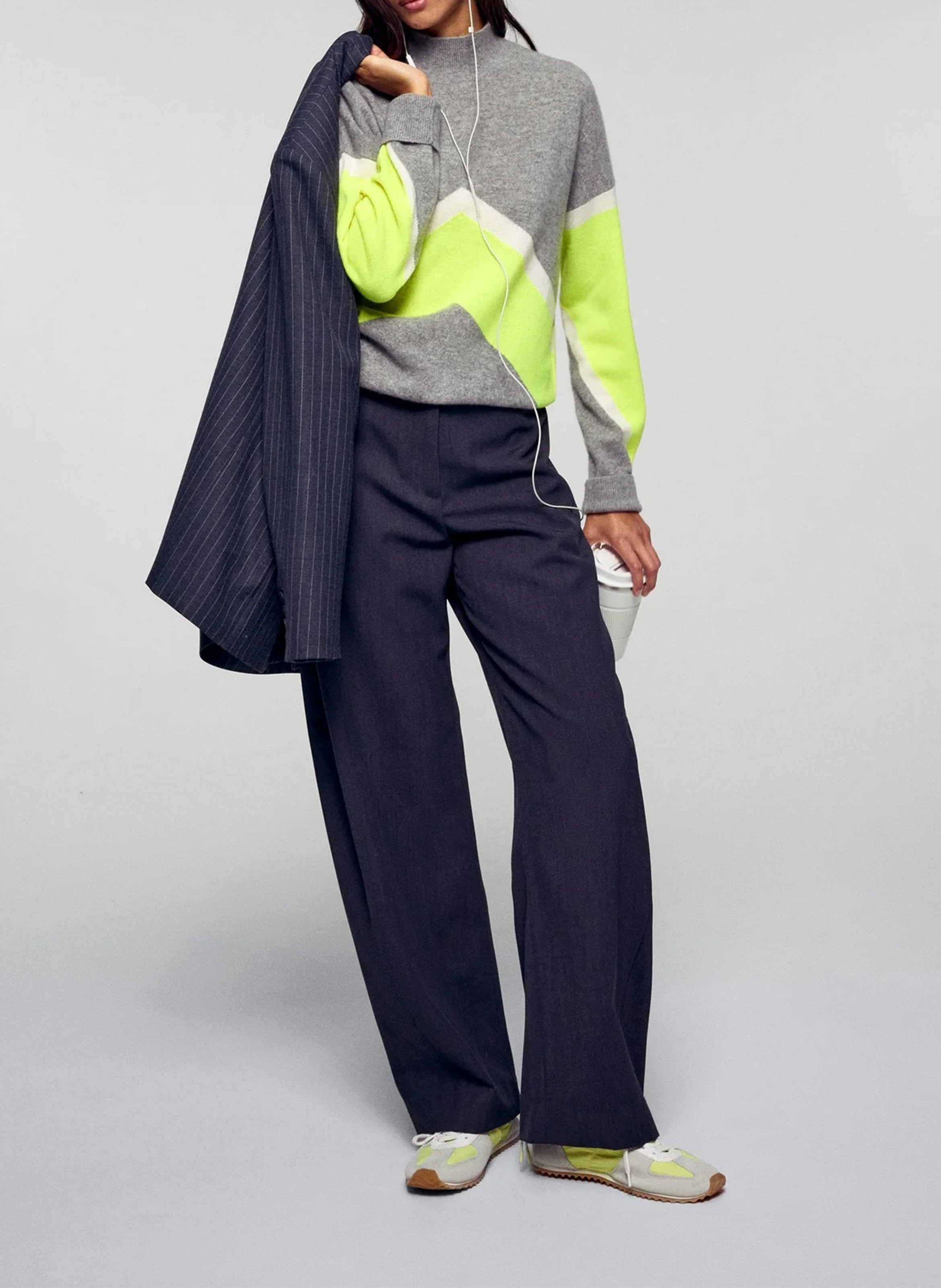 Pull ample col roulé en cachemire FROM FUTURE Gris