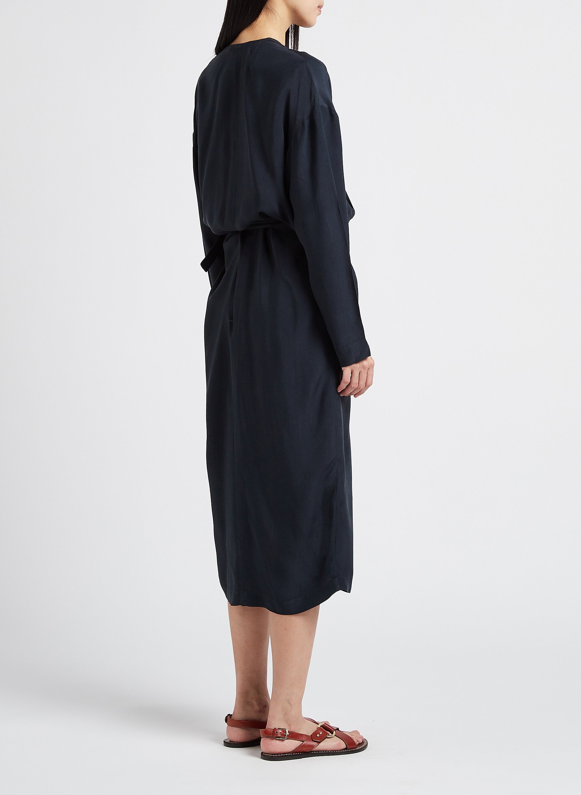 Belted V-neck midi dress HUMANOID Blue