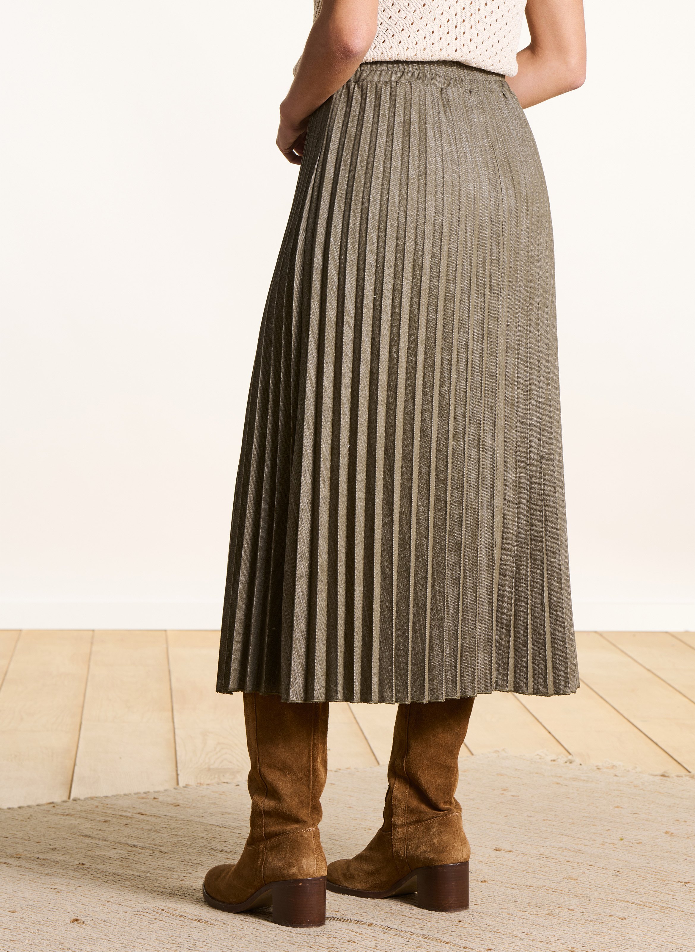 Ausgestellter Denim-Rock aus Baumwollmischung Grun