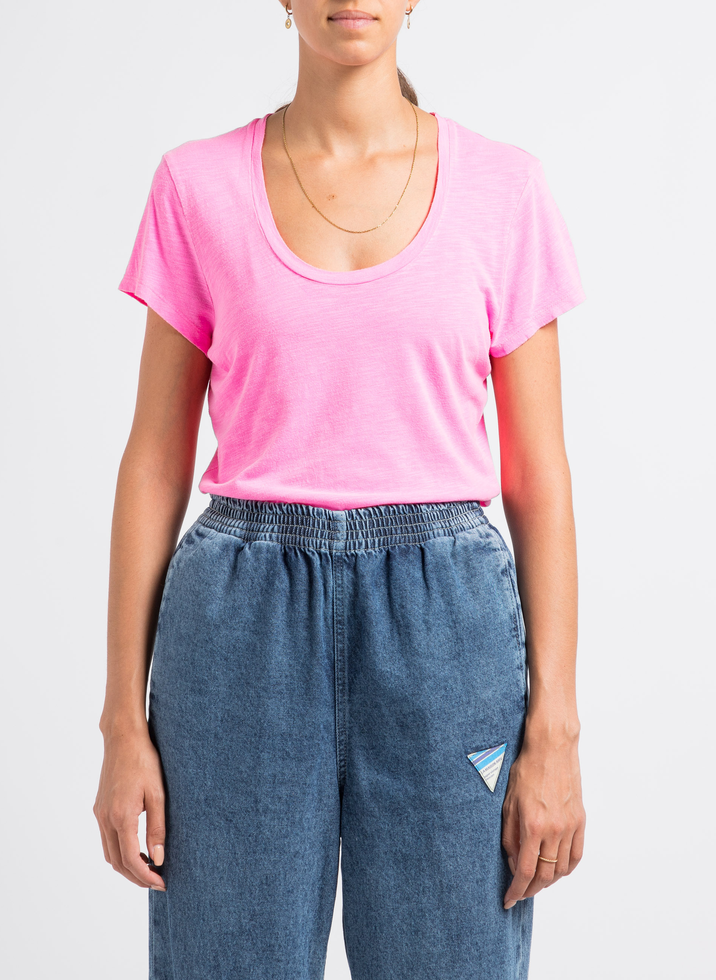 Rundhals-T-Shirt aus Baumwoll-Mix AMERICAN VINTAGE Rosa