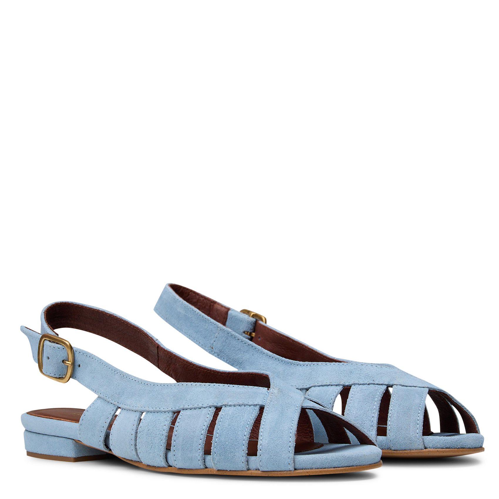 Sandales plates en cuir Bleu