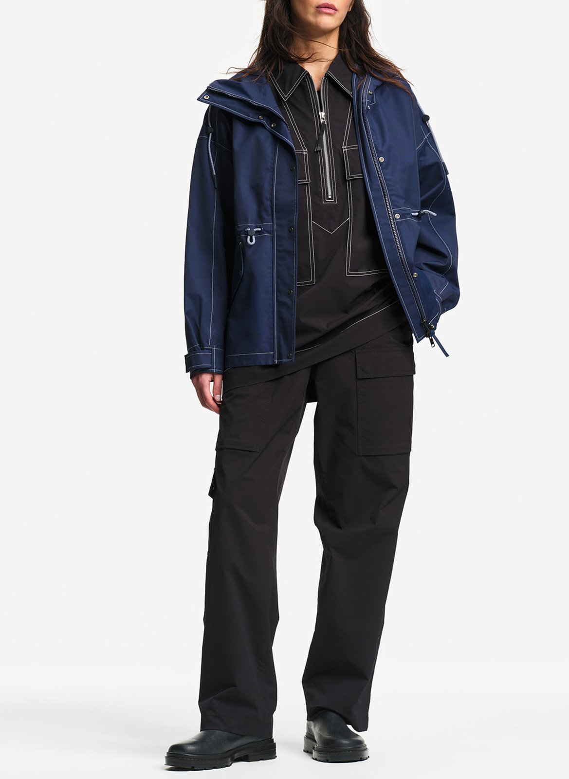 Fitted solid color hooded parka AIGLE Blue