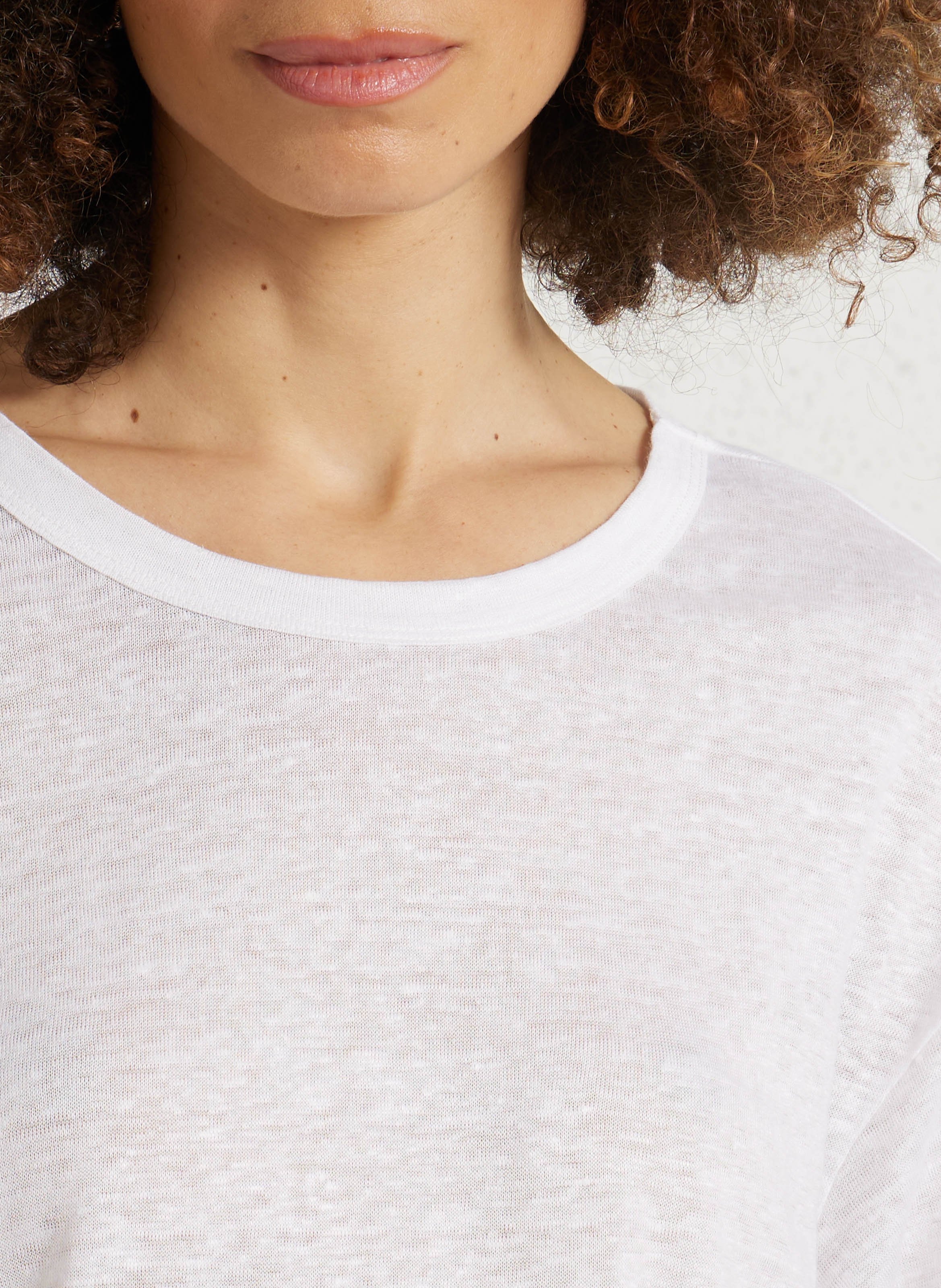 Tee-shirt col rond zn lin DES PETITS HAUTS Beige