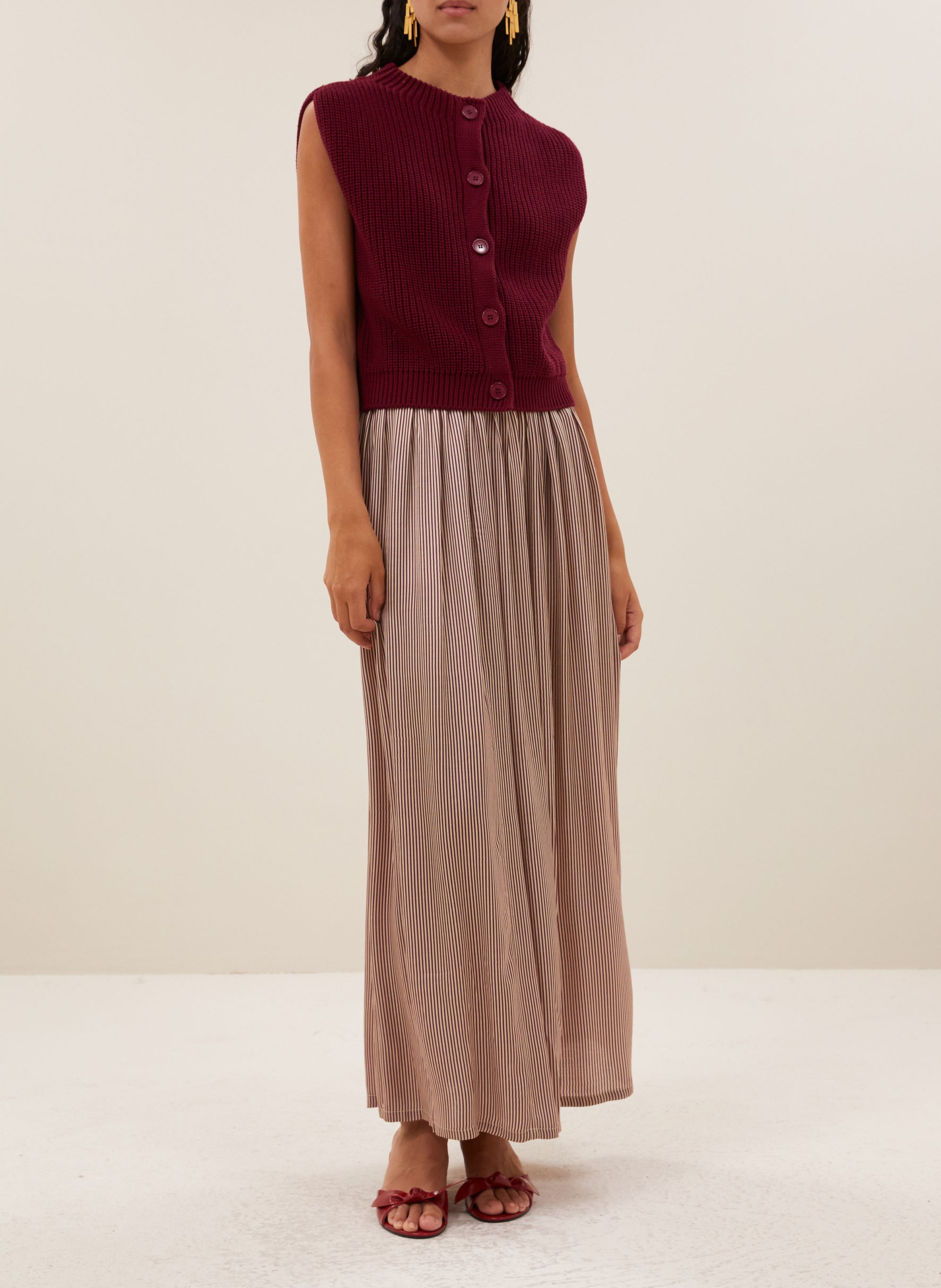 Katoenen vest met ronde hals BY BAR Rood