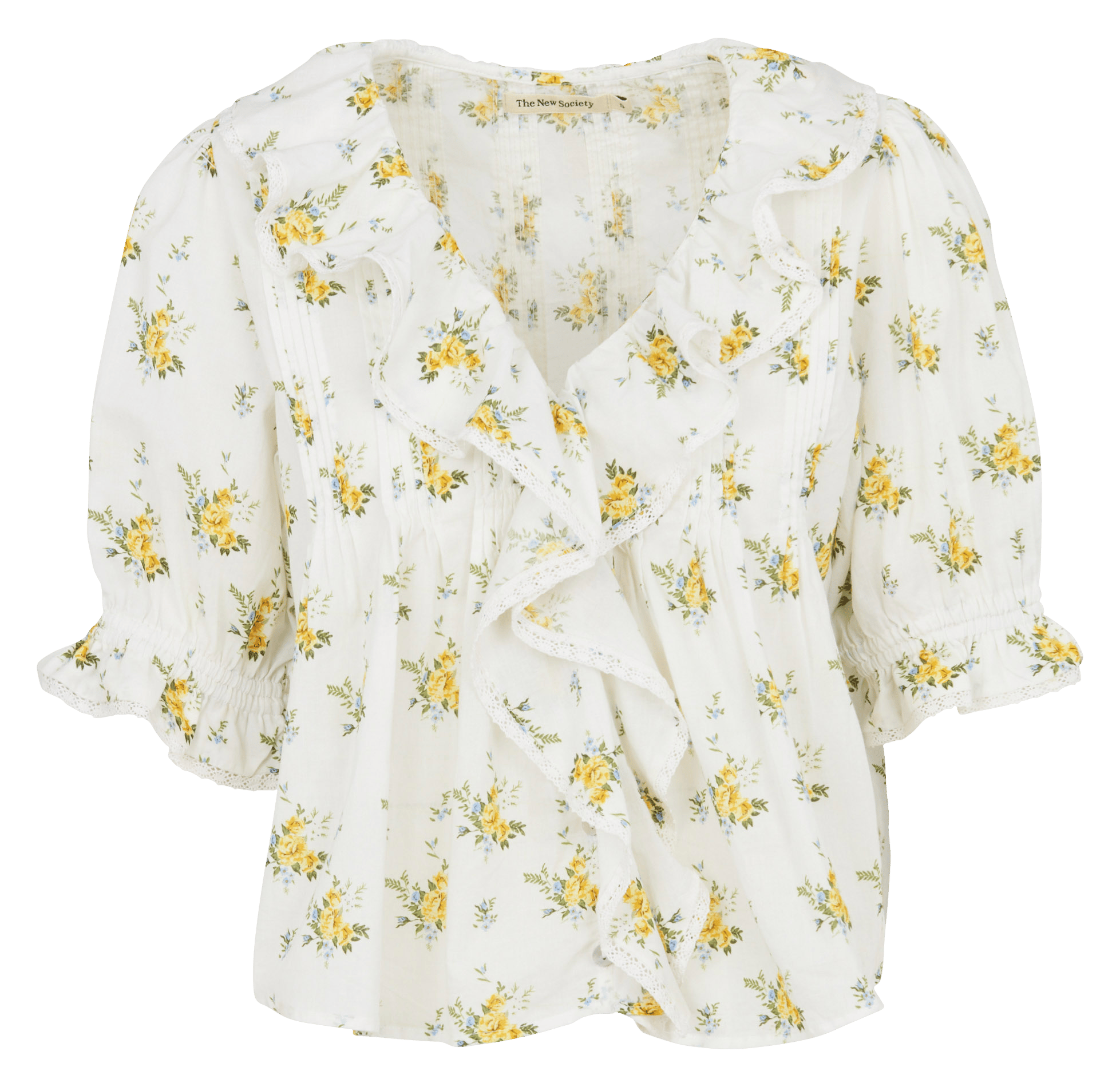 Ruimvallende, katoenen blouse THE NEW SOCIETY Geel