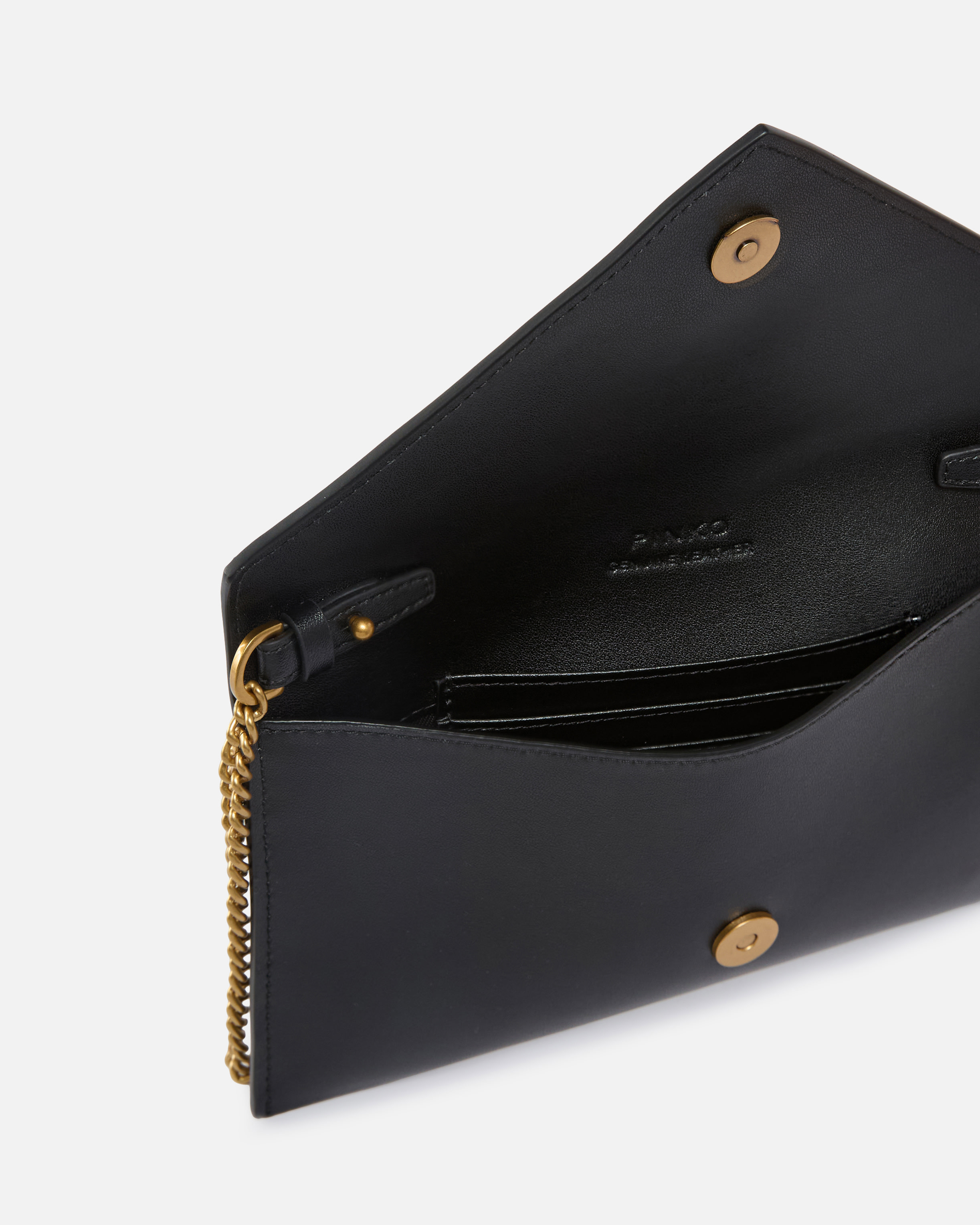 Small envelope clutch in smooth leather with love birds logo PINKO Black