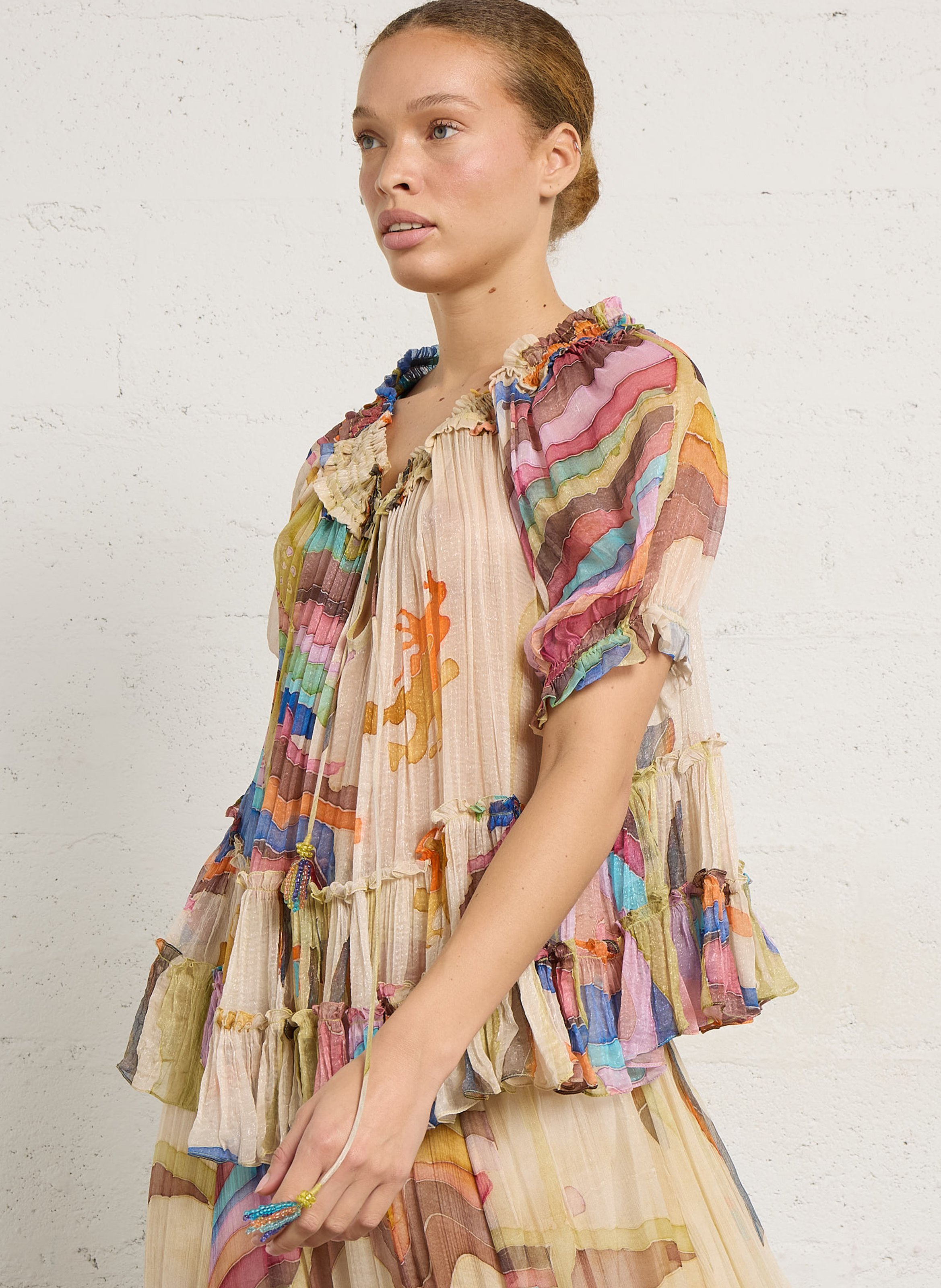 Blouse col bateau smocké MES DEMOISELLES Multicolore