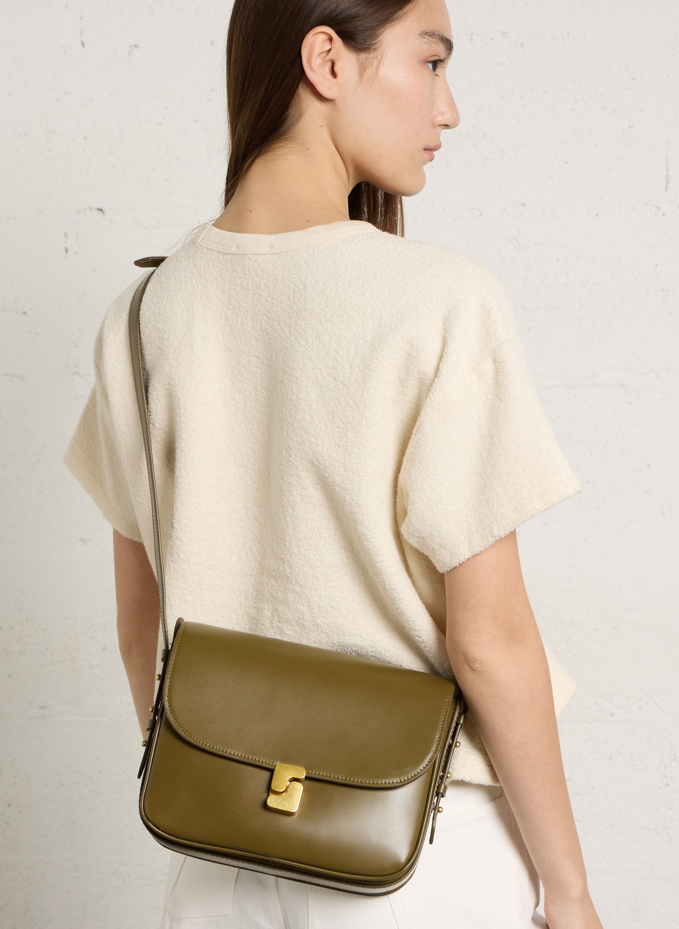 Leren clutch SOEUR Kaki