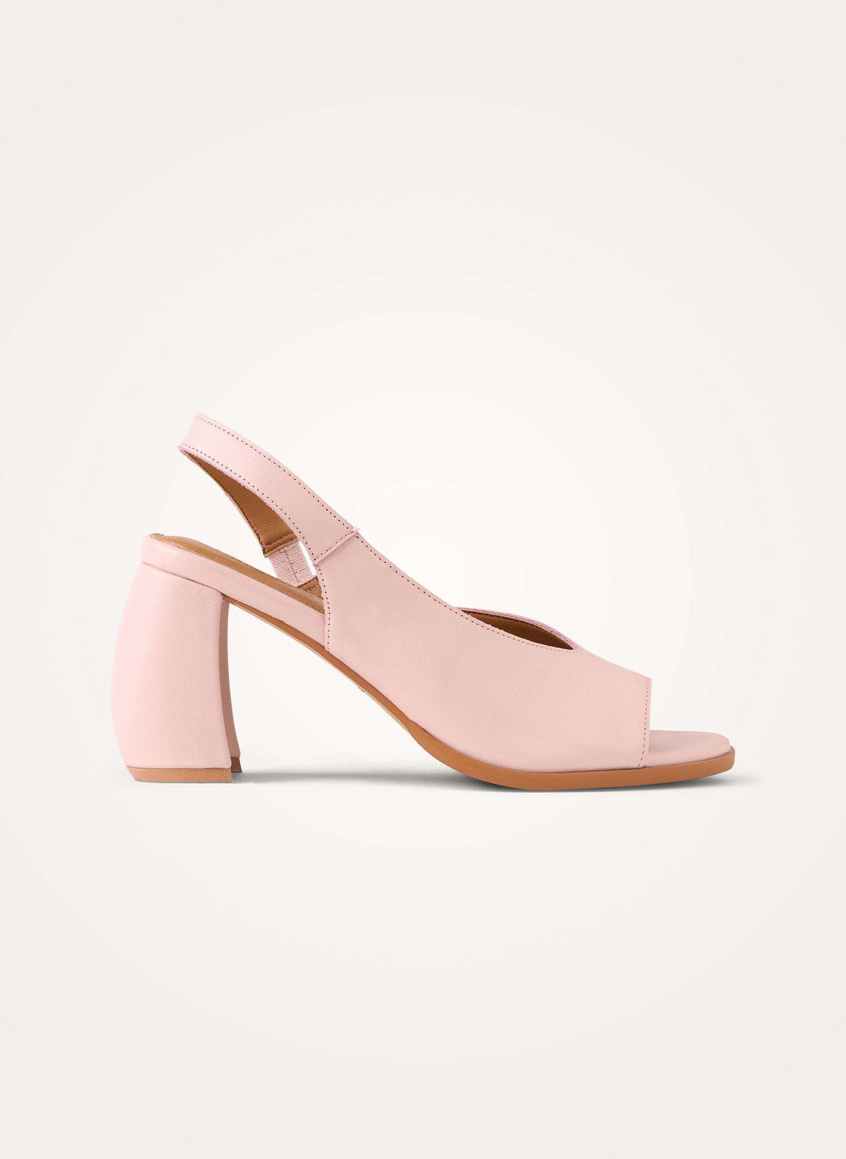 Sandals with ankle strap and half-moon heel in leather VANESSA WU Pink