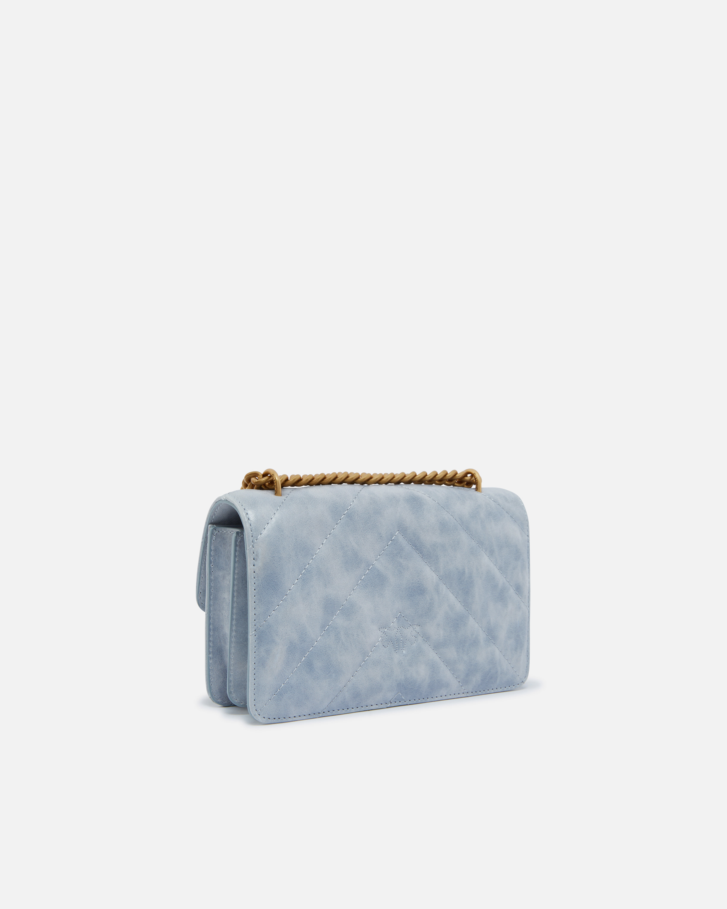 Mini love bag shoulder bag in distressed leather PINKO Blue