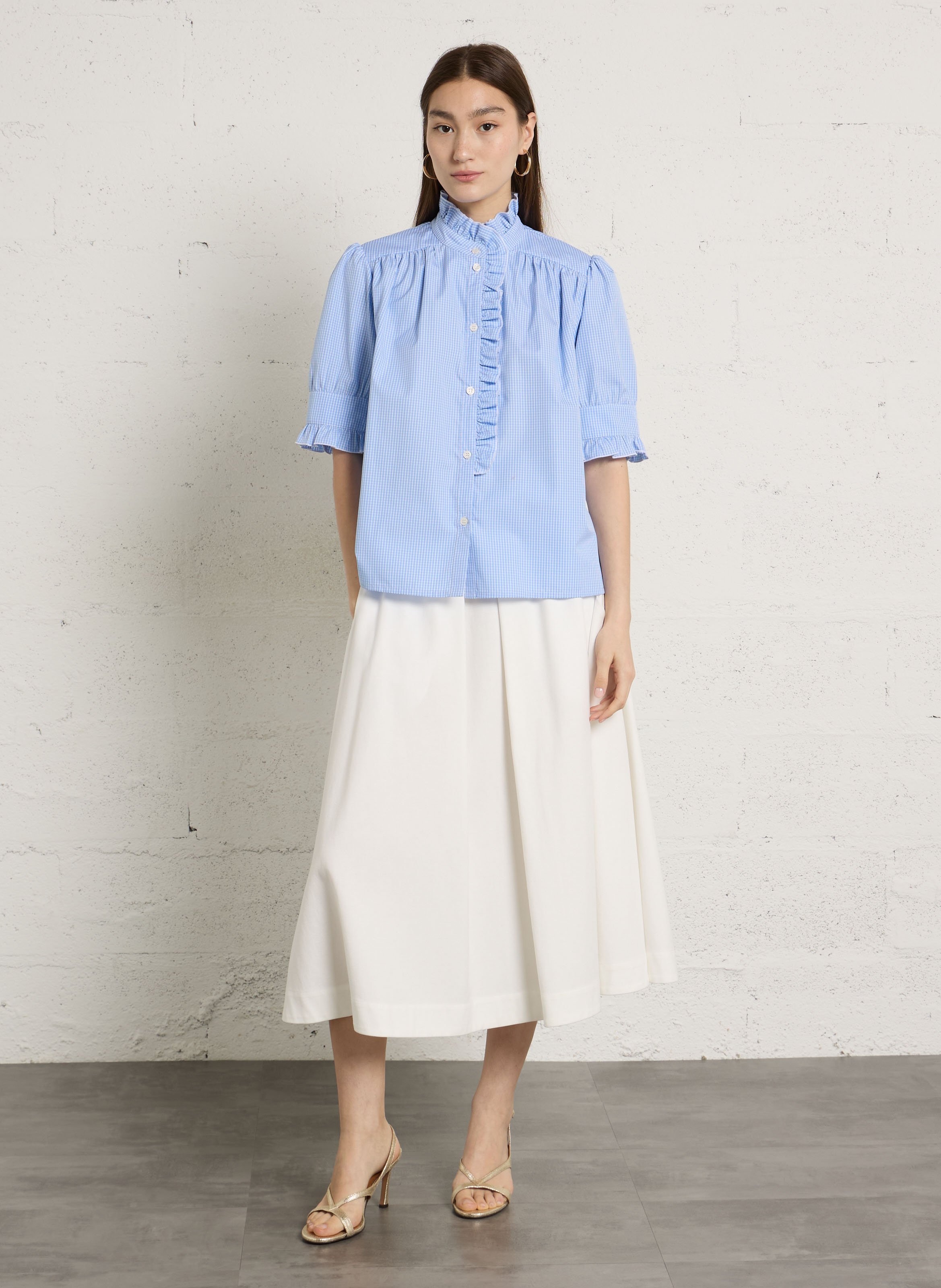 Long cotton-blend skirt SUZIE WINKLE White