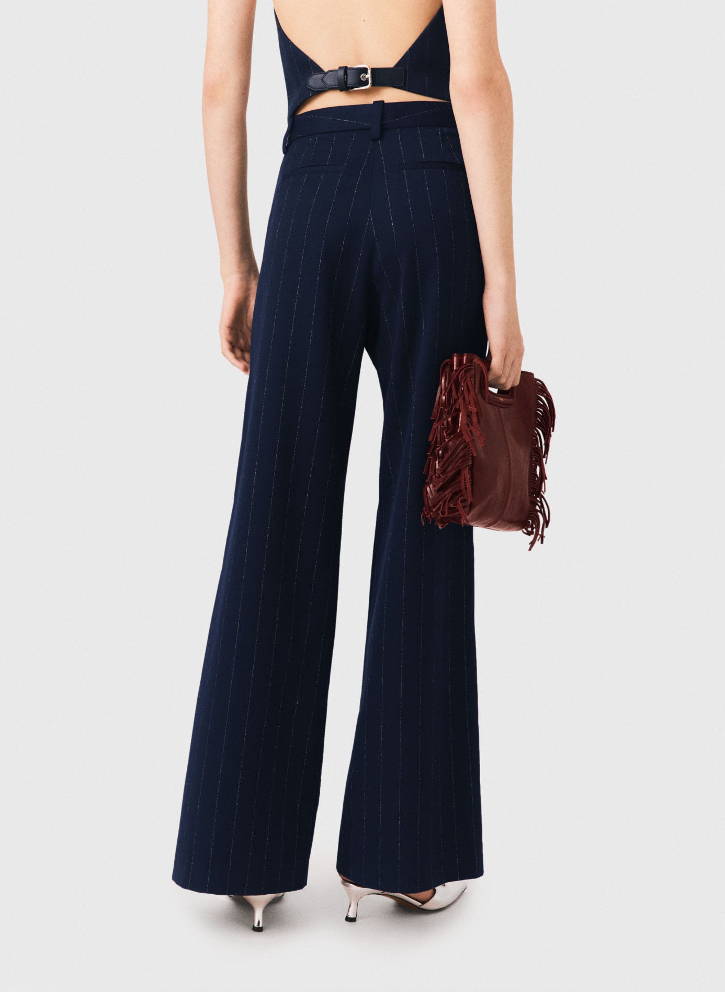 Pantalon évasé à rayures MAJE Bleu