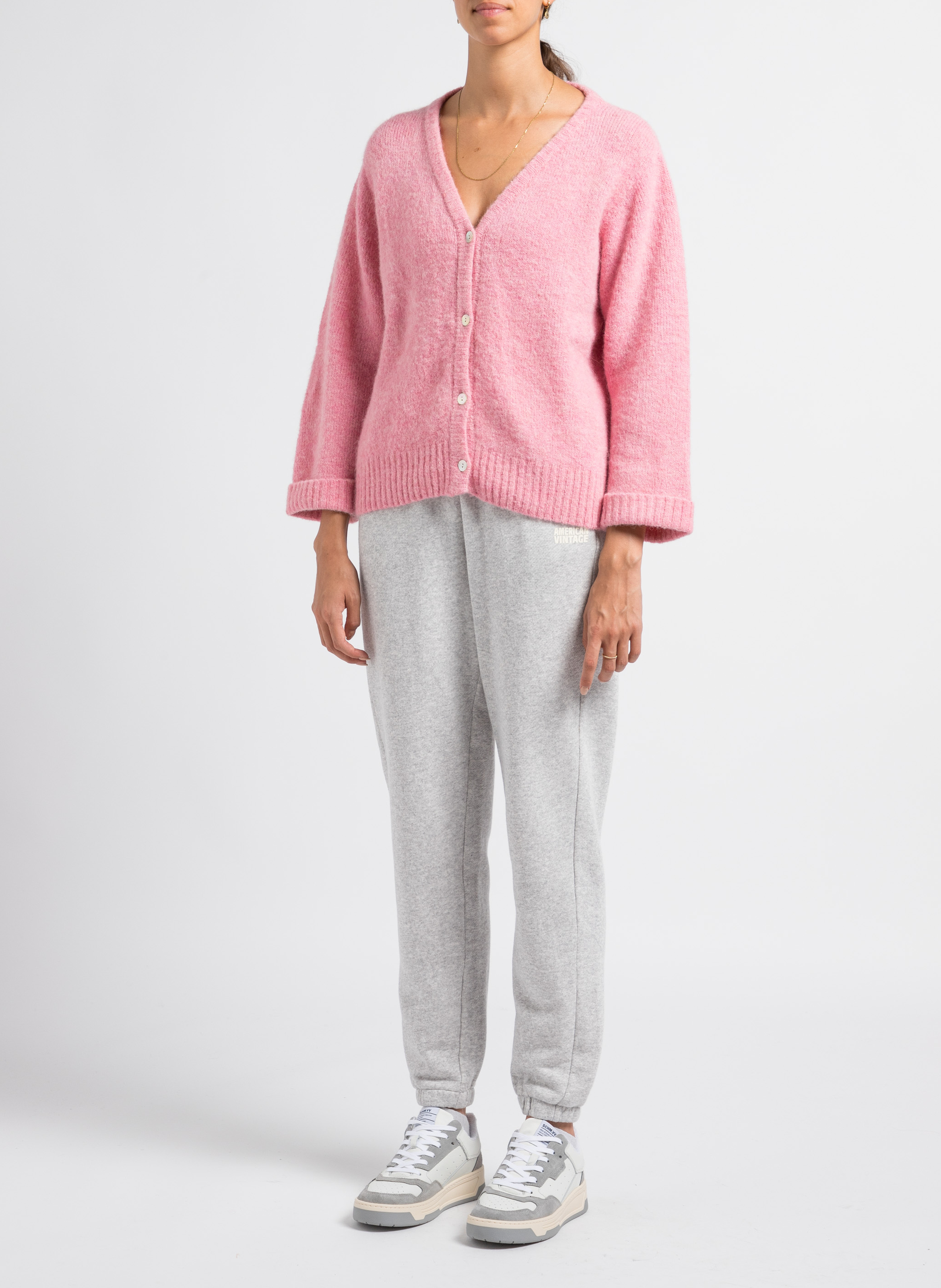 High-waisted cotton sweatpants AMERICAN VINTAGE Grey