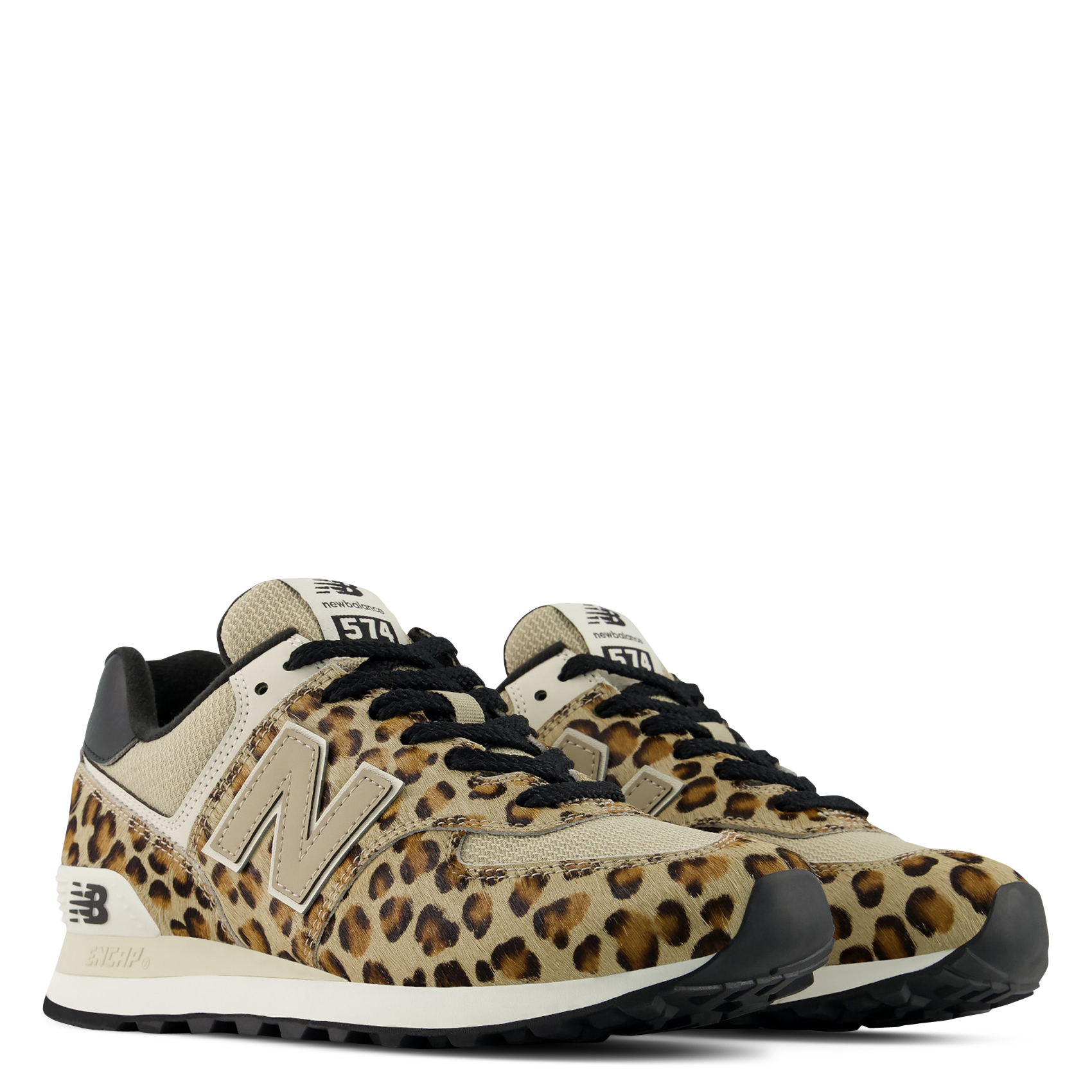 Baskets basses à lacets imprimé animal en cuir mélangé NEW BALANCE Beige
