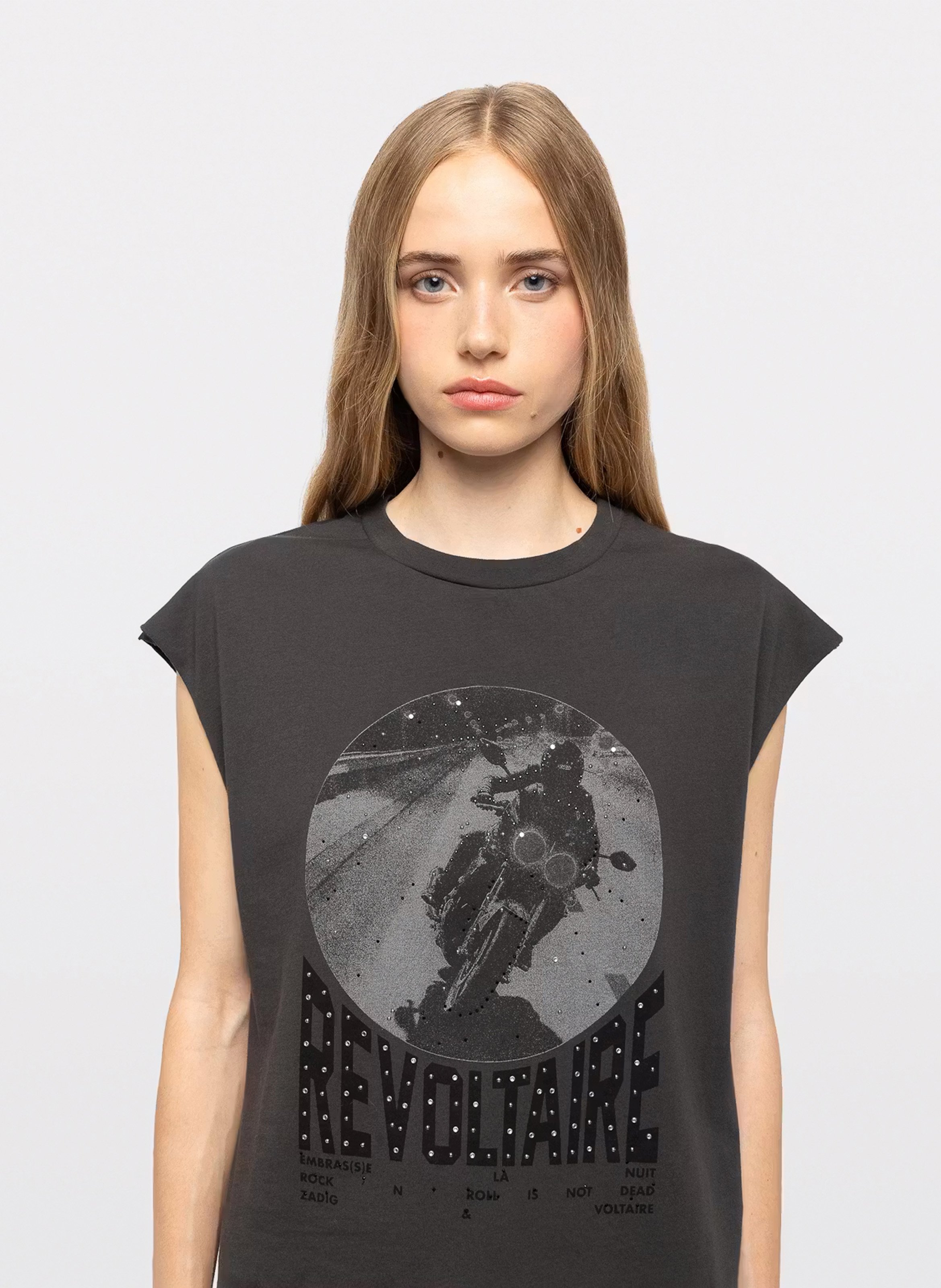 Gerade geschnittenes Baumwoll-T-Shirt ZADIG&VOLTAIRE Grau