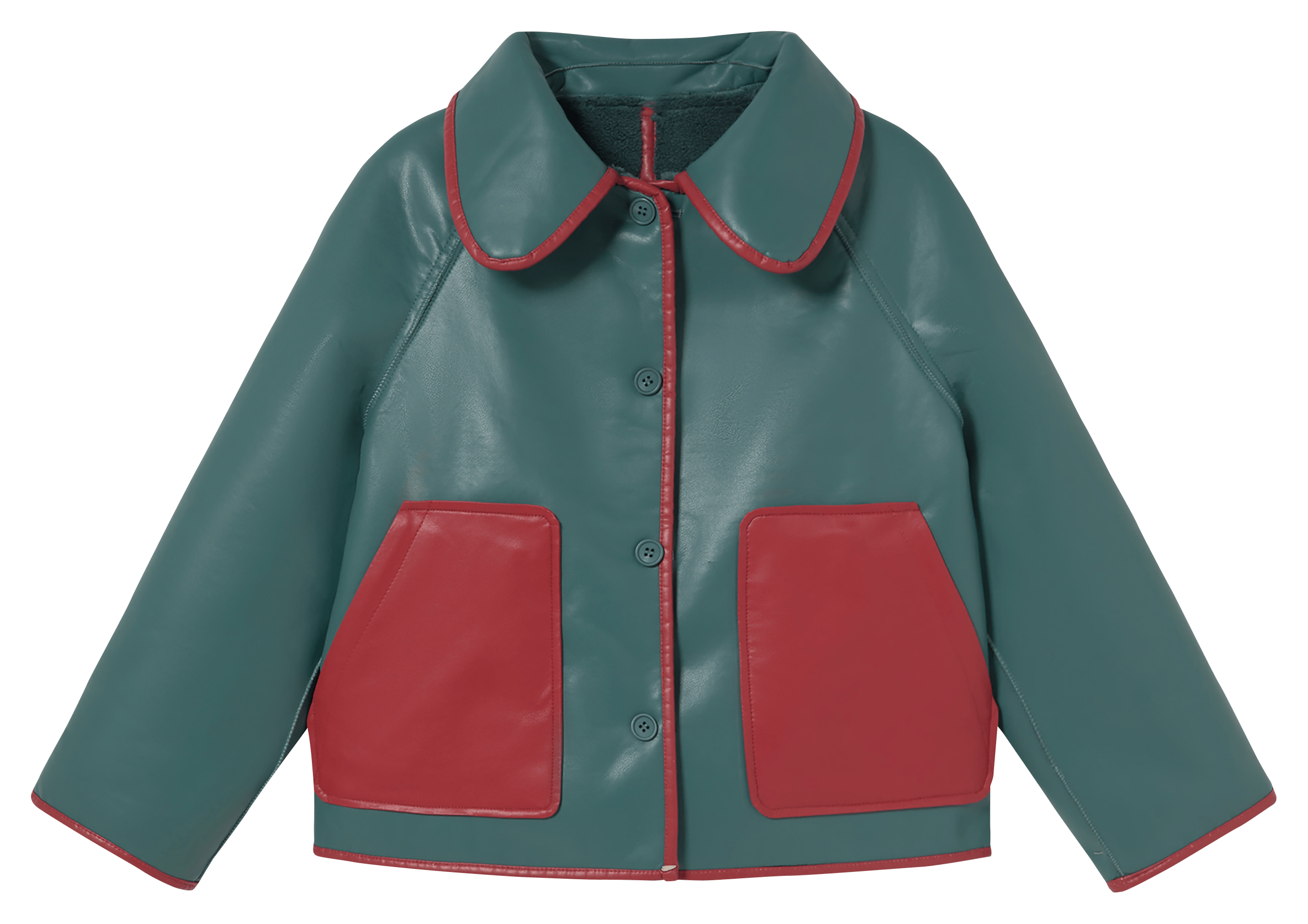 Veste droite col claudine effet cuir THE TINY BIG SISTER Bleu