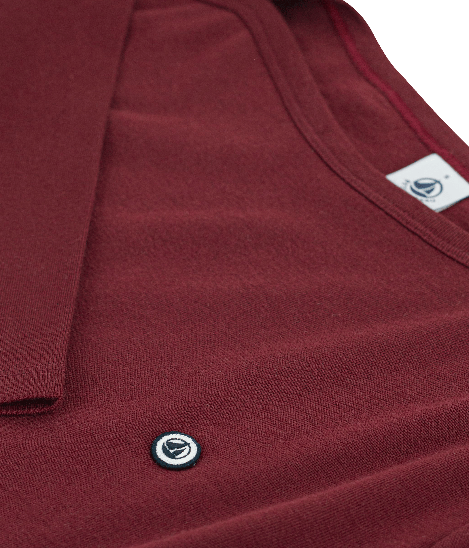 Tee-shirt col droit en coton PETIT BATEAU Marron