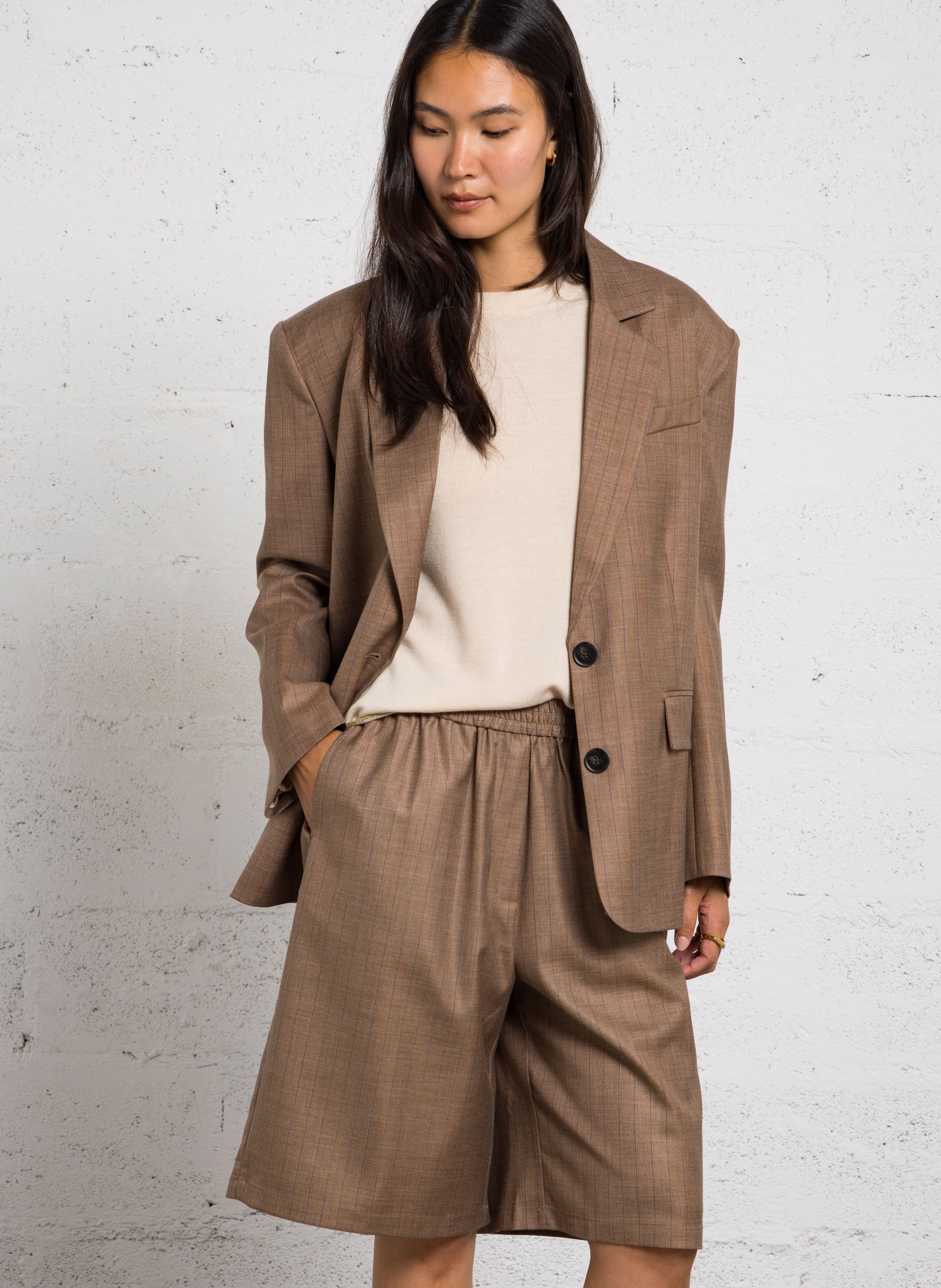 Oversized printed blazer STELLA NOVA Brown