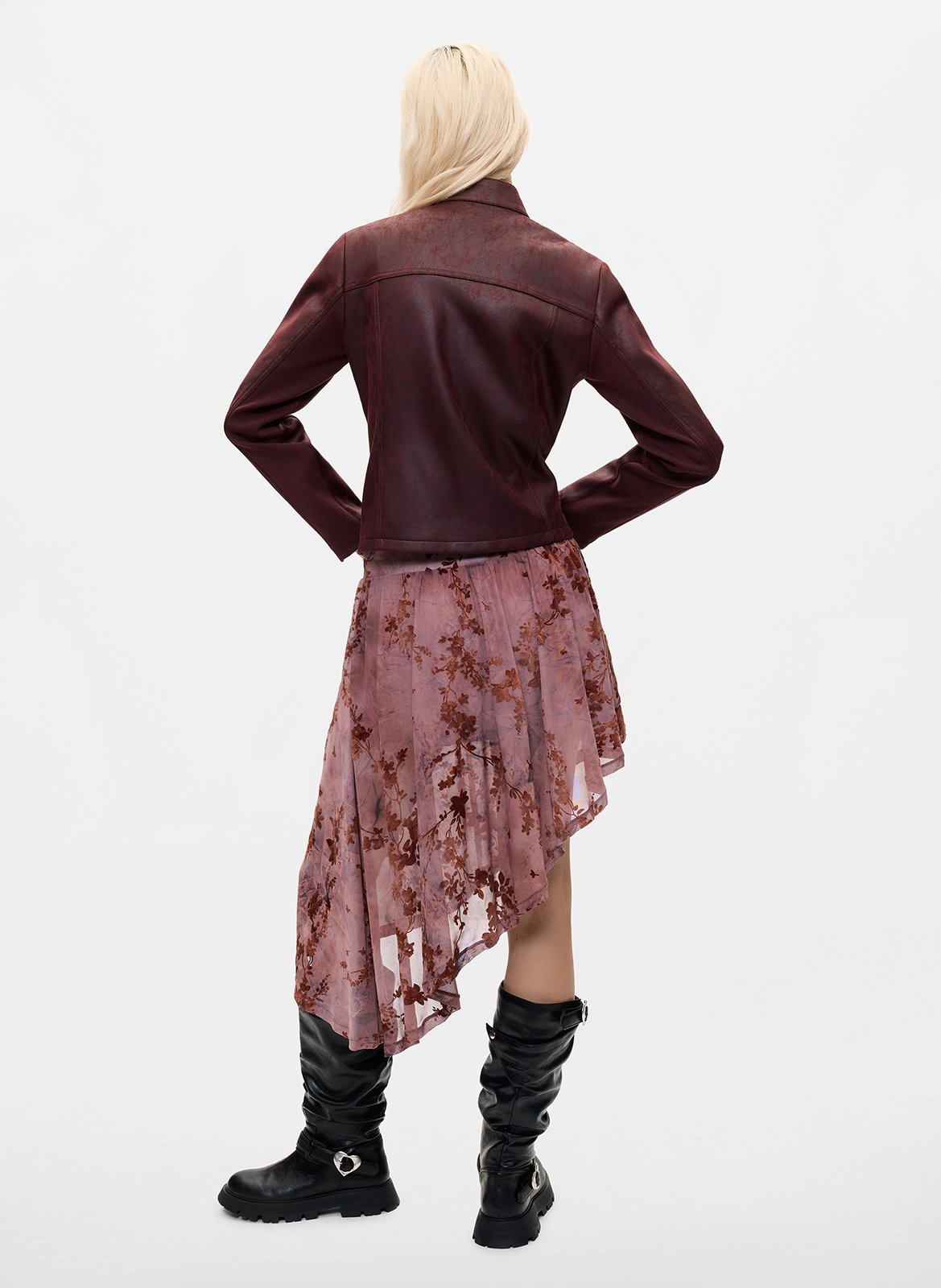 Round neck zip-up solid jacket DESIGUAL Red