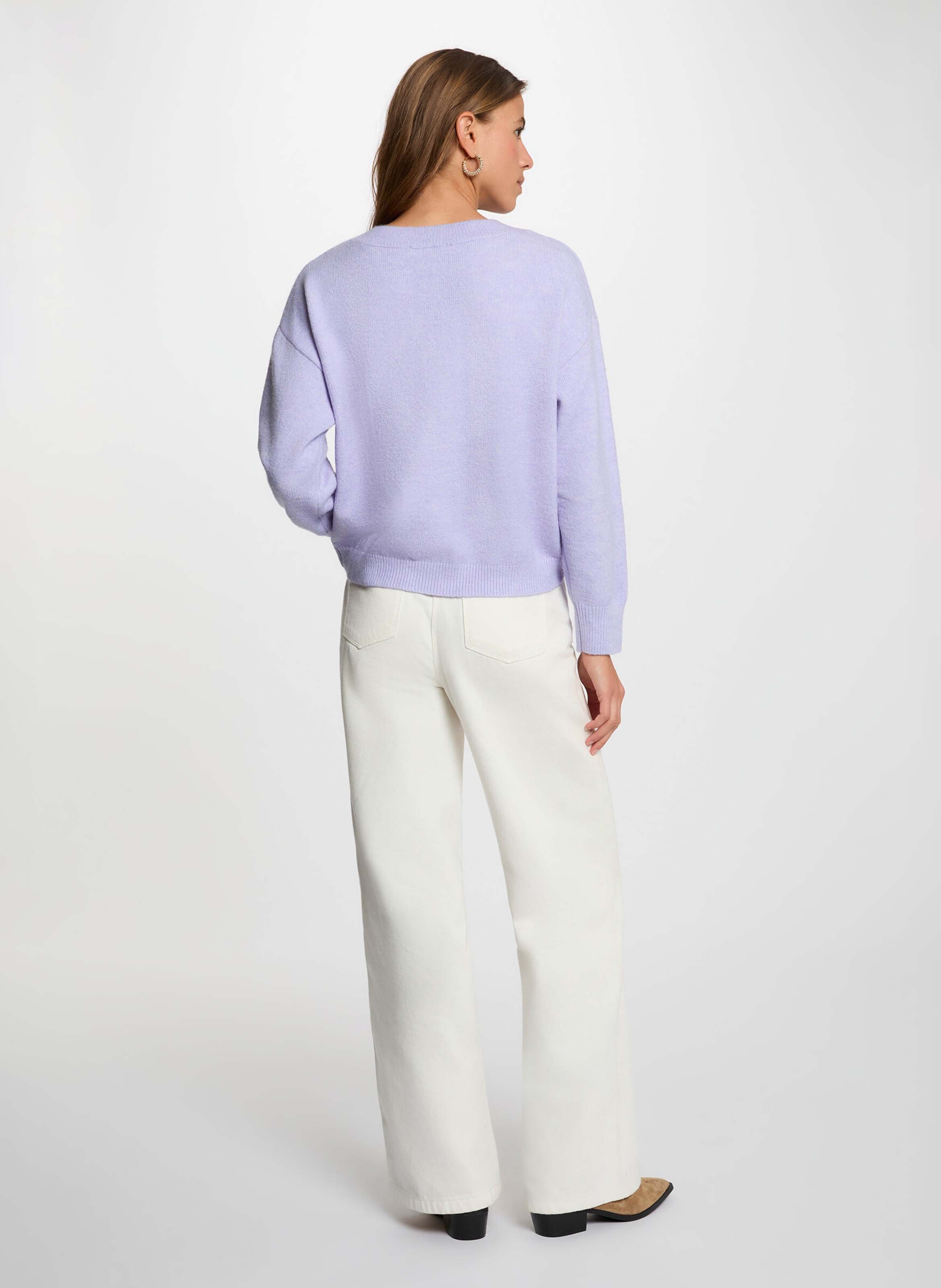 Pull oversize col rond MORGAN Purple