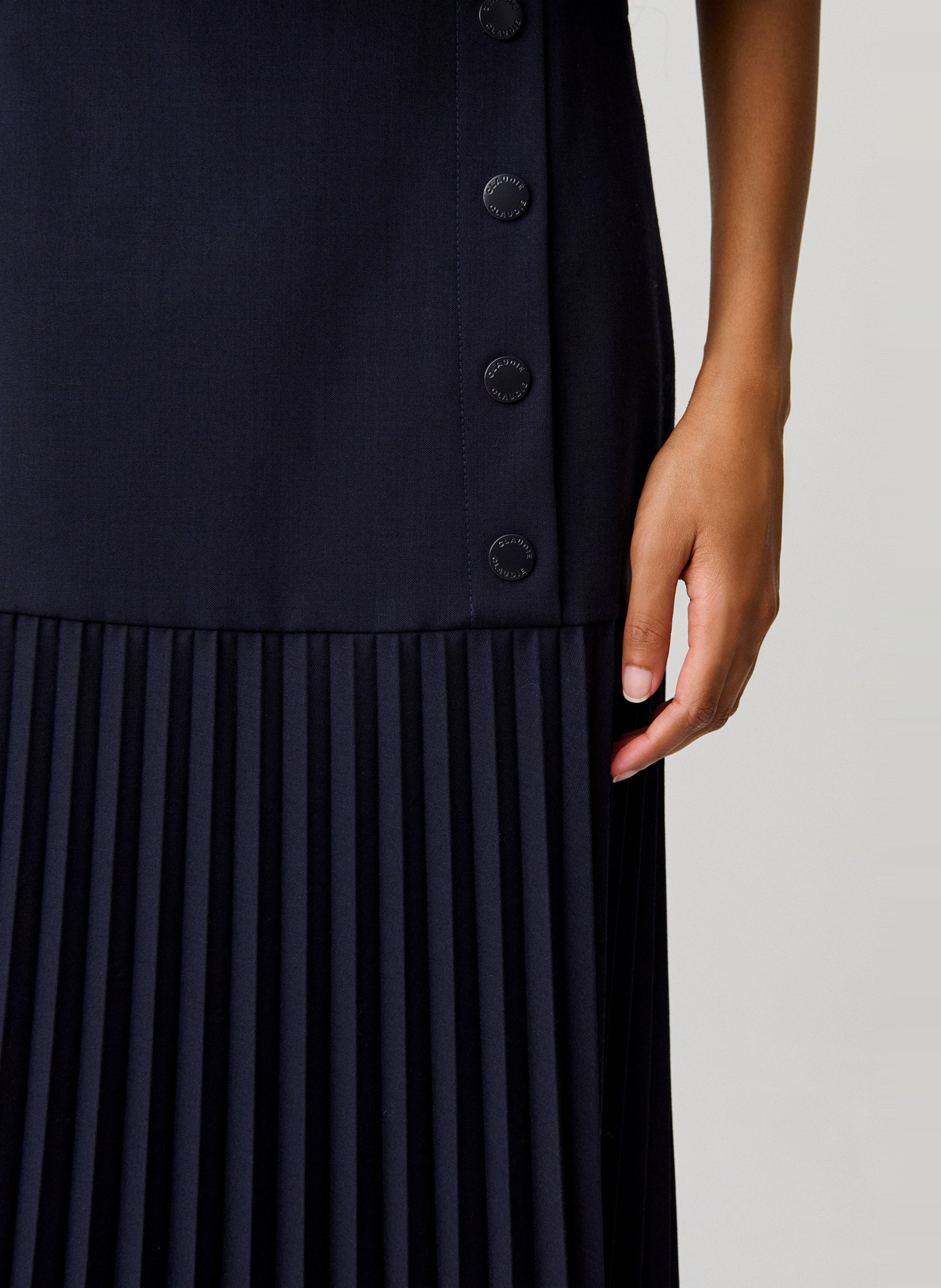 Geplooide lange rechte rok CLAUDIE PIERLOT Blauw