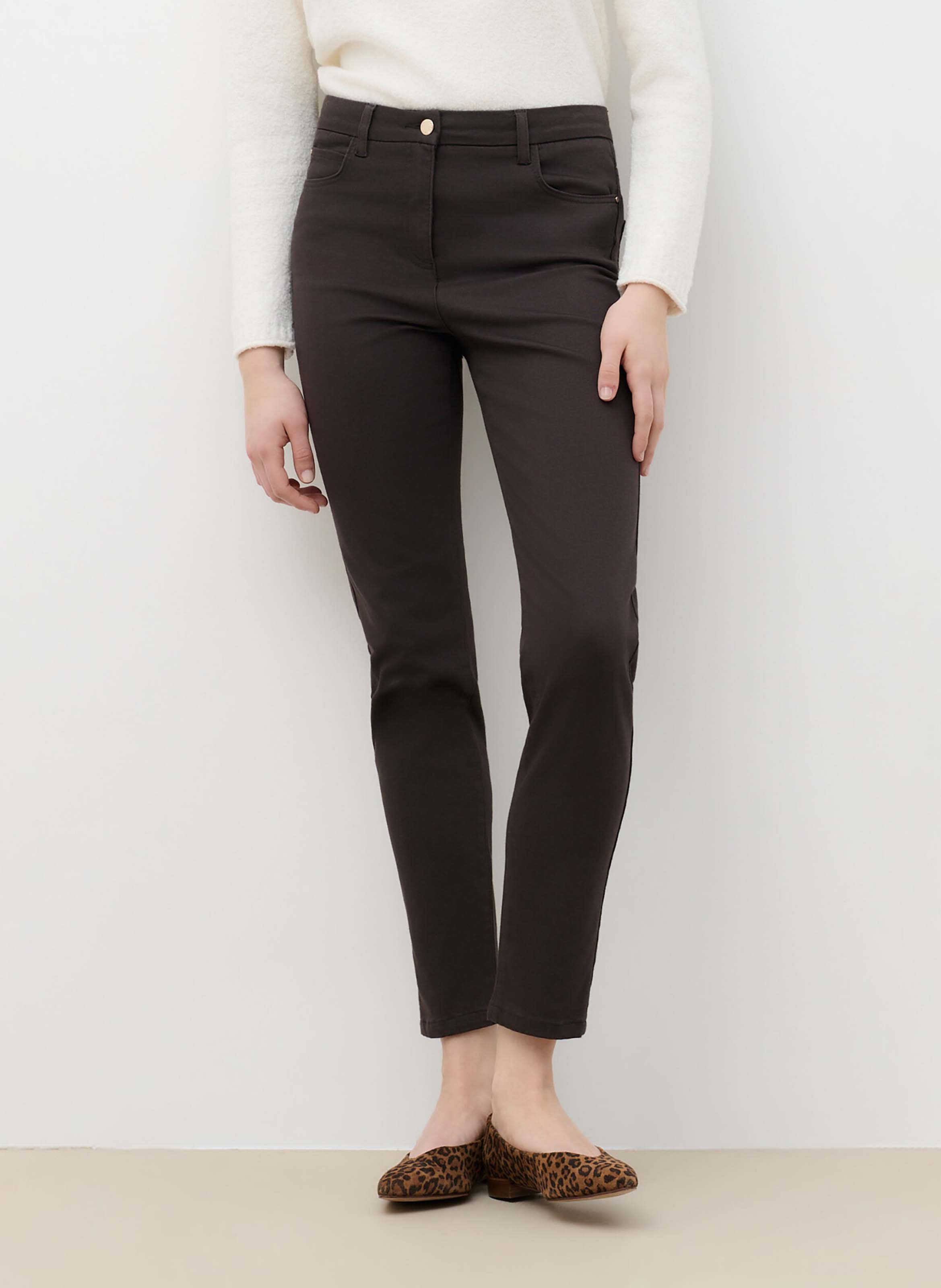 Pantalon van katoenm&eacute;lange met smalle pijp CAROLL