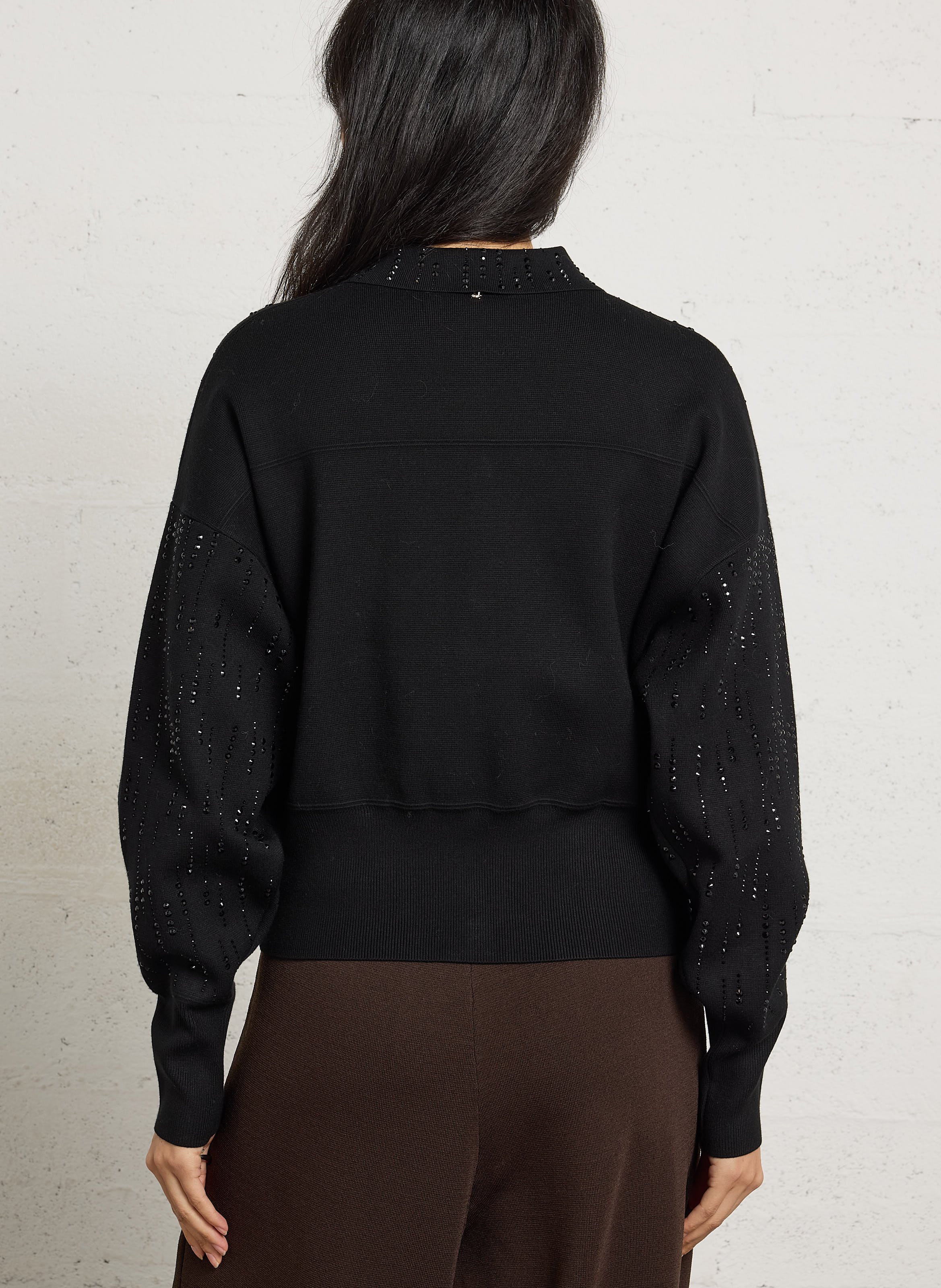 Classic collar vest with rhinestones LIU JO Black