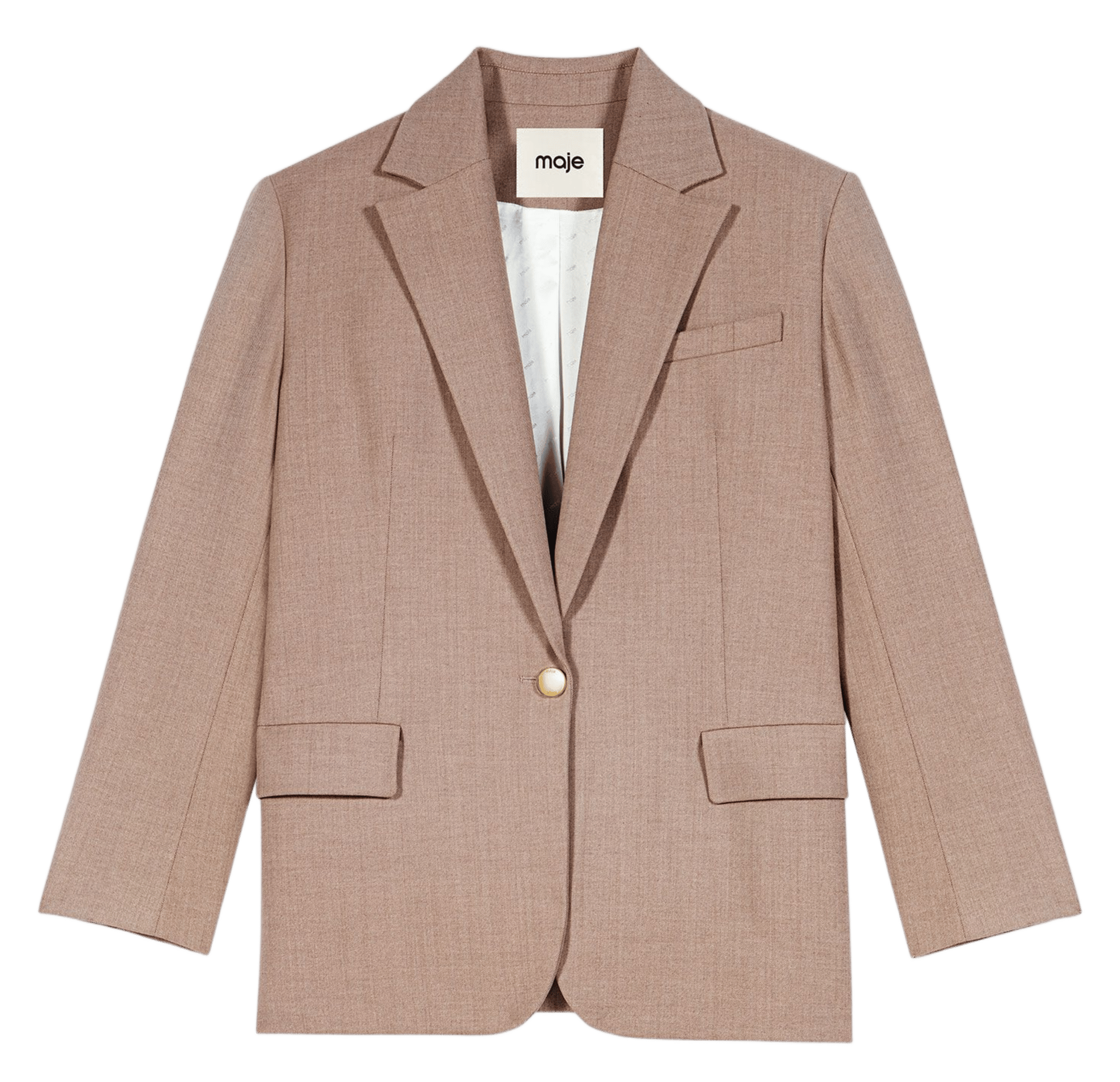 Klassieke recht gesneden blazer met kraag MAJE Beige