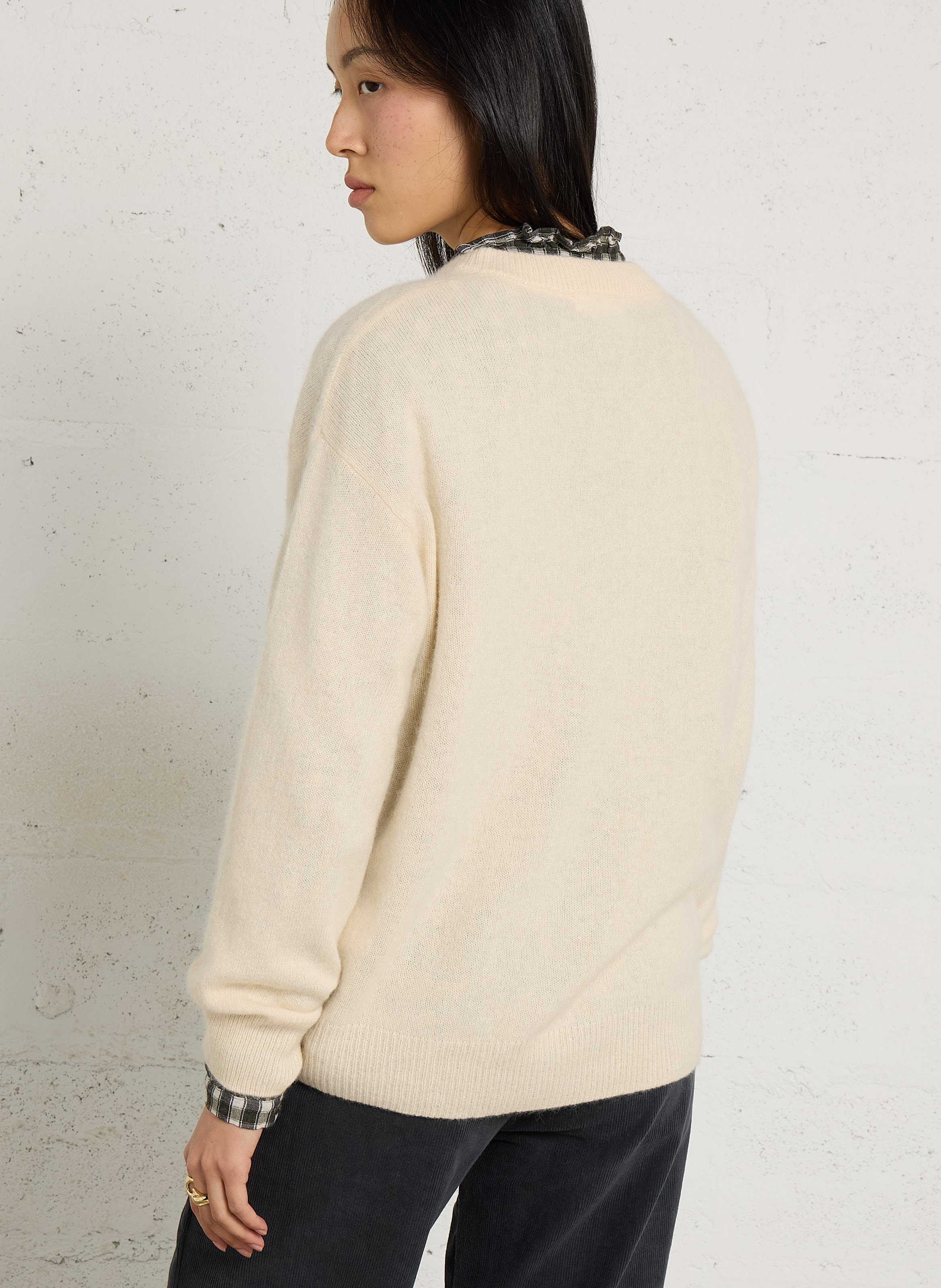 Straight-fit trui van wolmix met ronde hals MAJESTIC FILATURES Beige