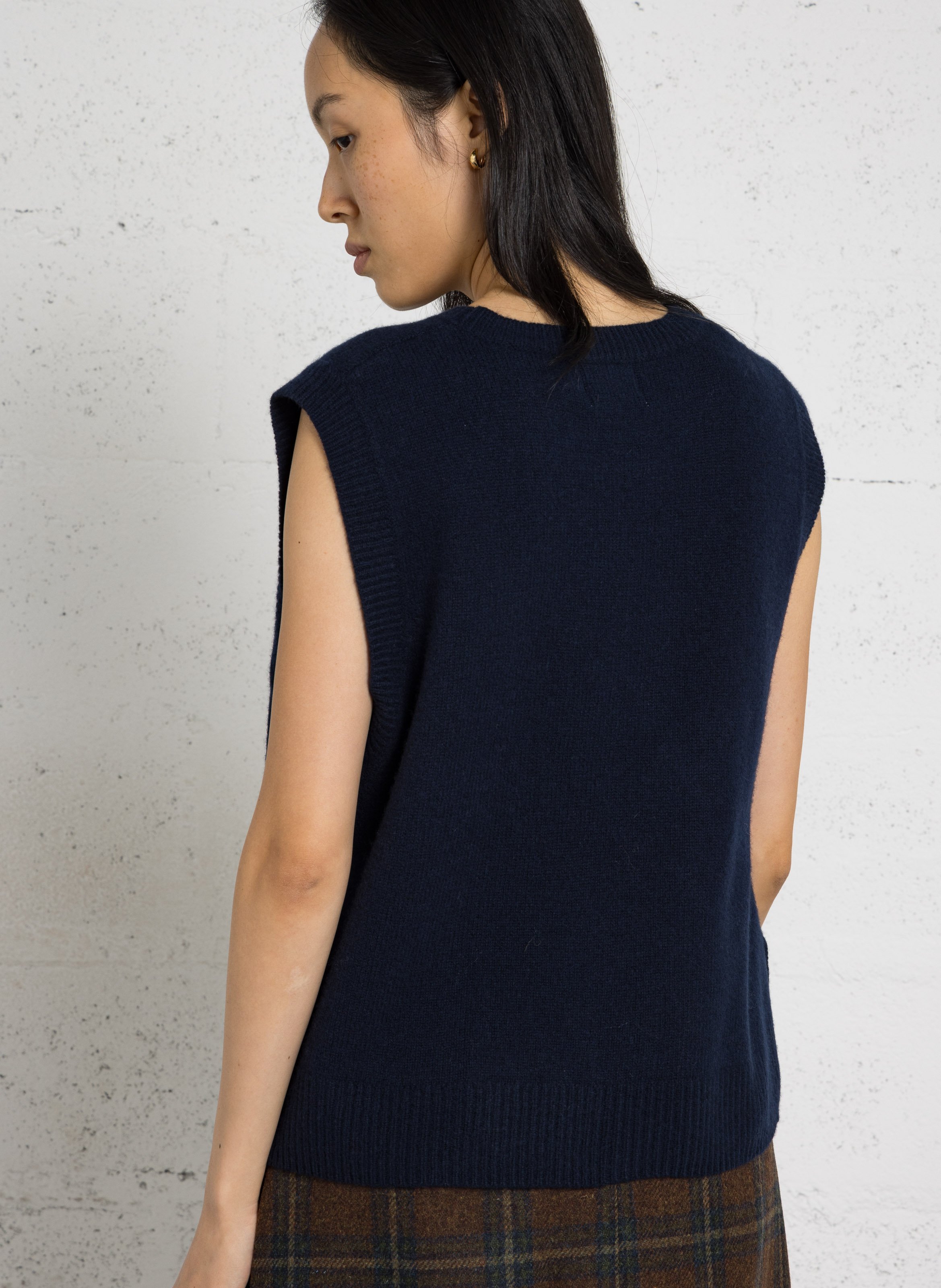 Pull droit col rond en laine BELLA JONES Bleu