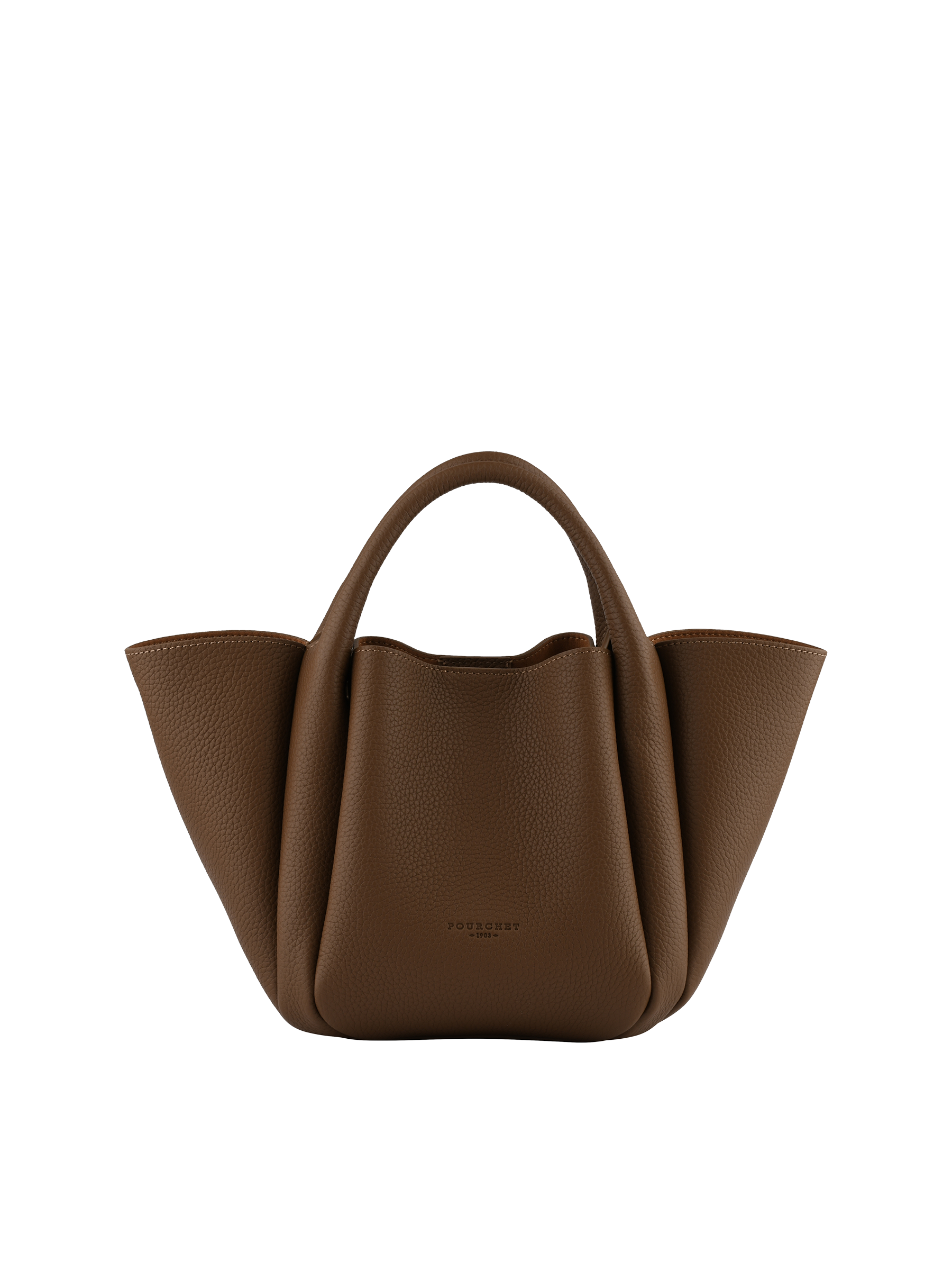 Calfskin leather handbag POURCHET Beige
