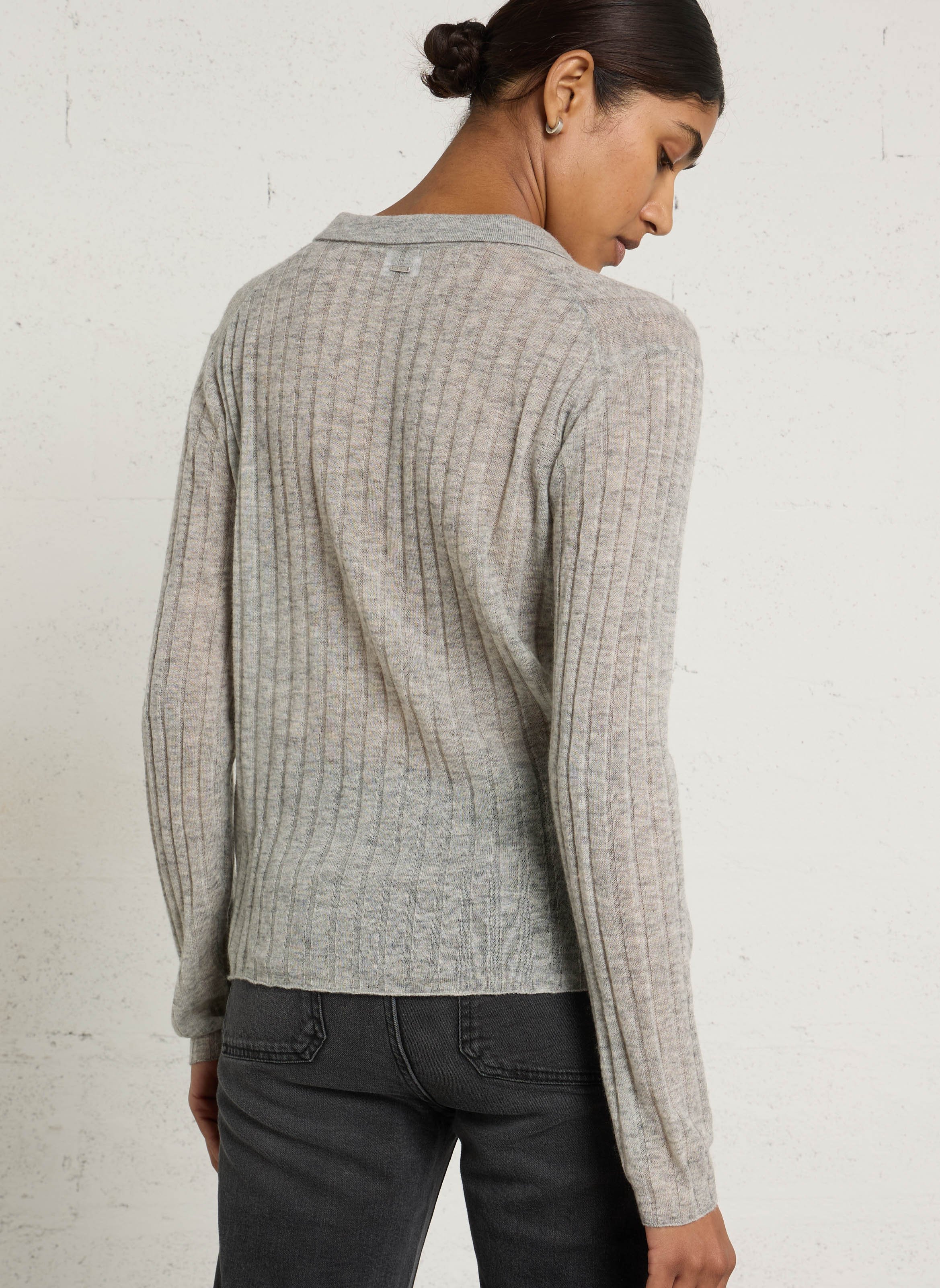 Pull col V en laine mélangée IKKS Gris