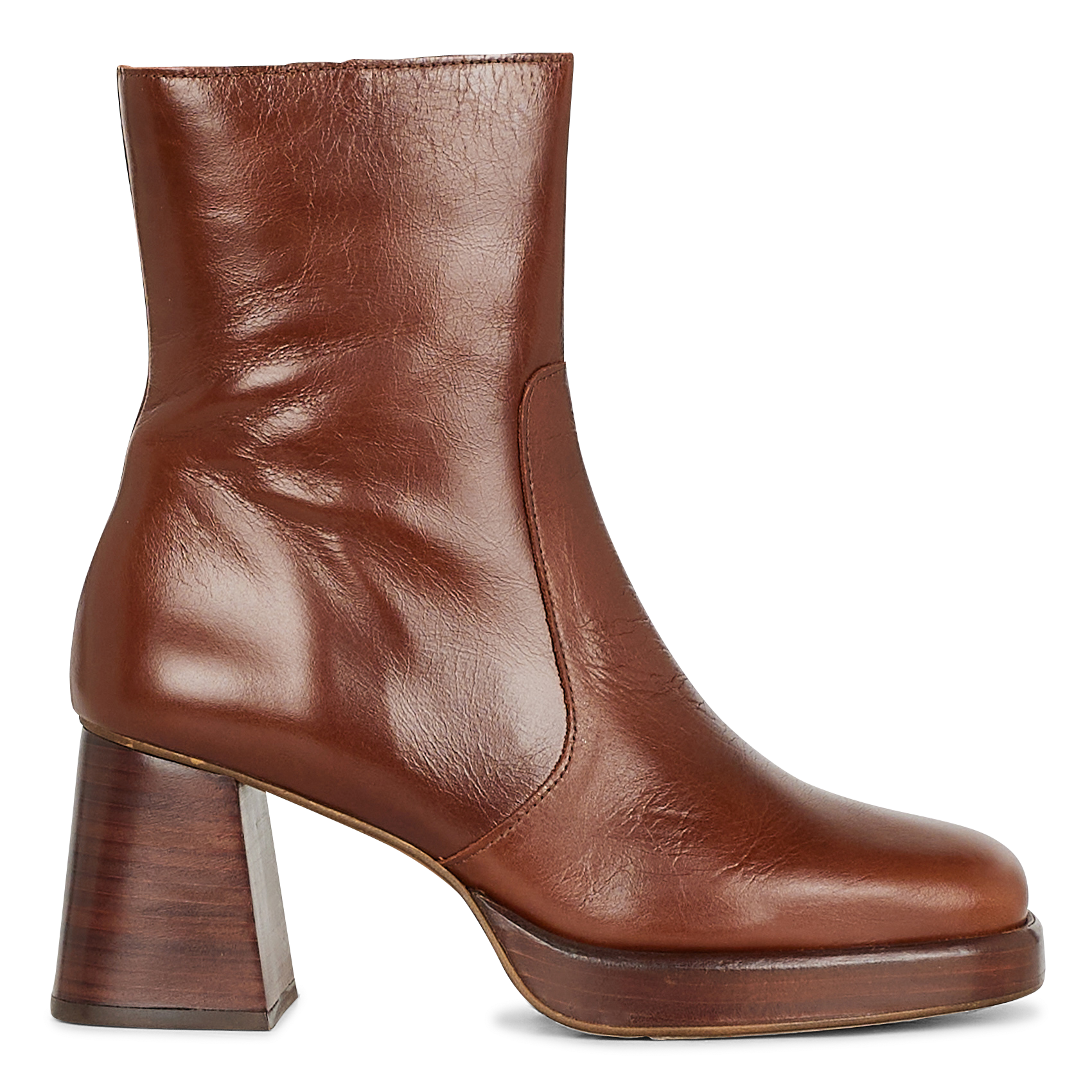 Heeled leather mid-calf boots JONAK Brown