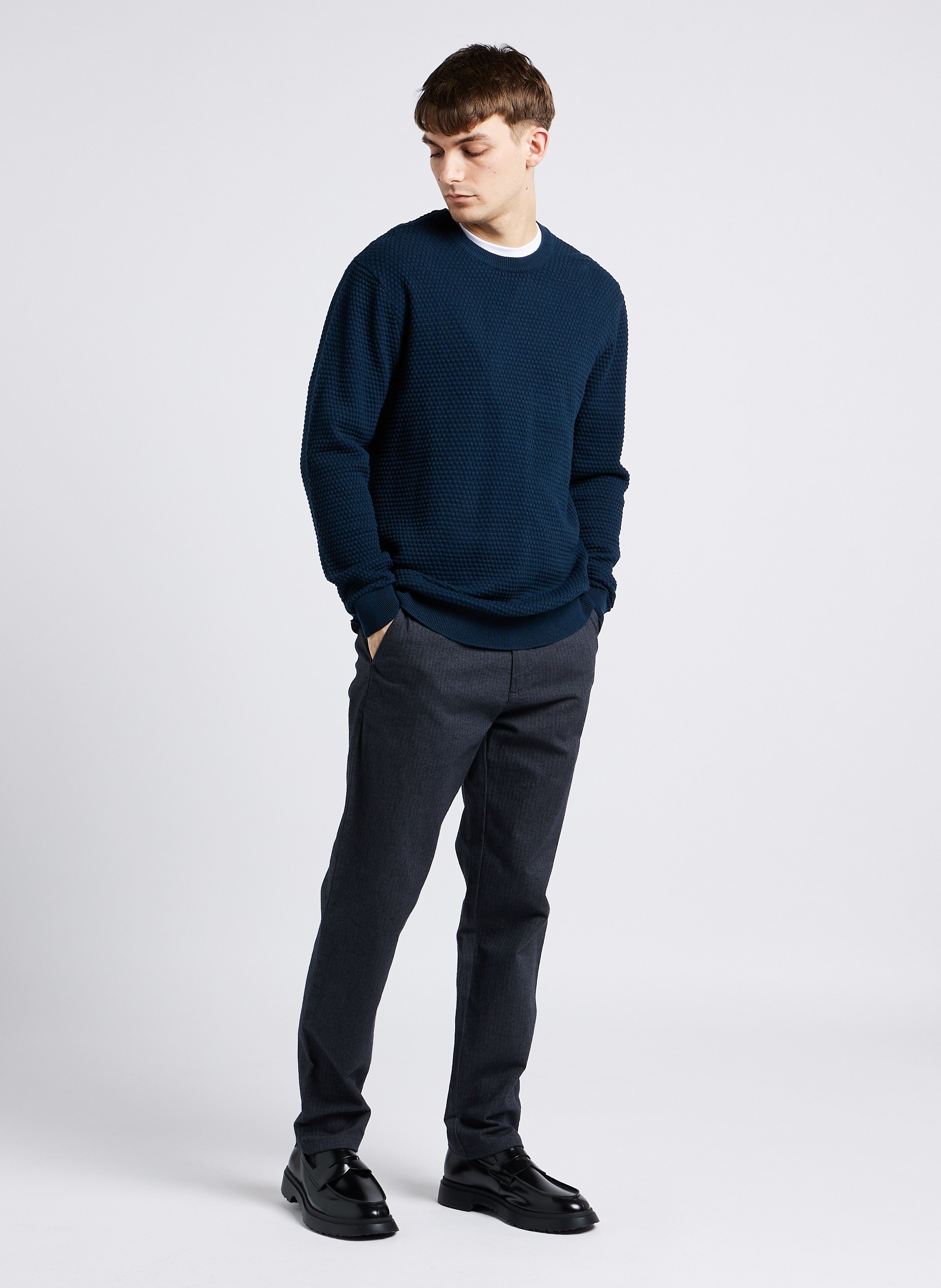 Pantalon droit en coton biologique mélangé KNOWLEDGE COTTON APPAREL Gris