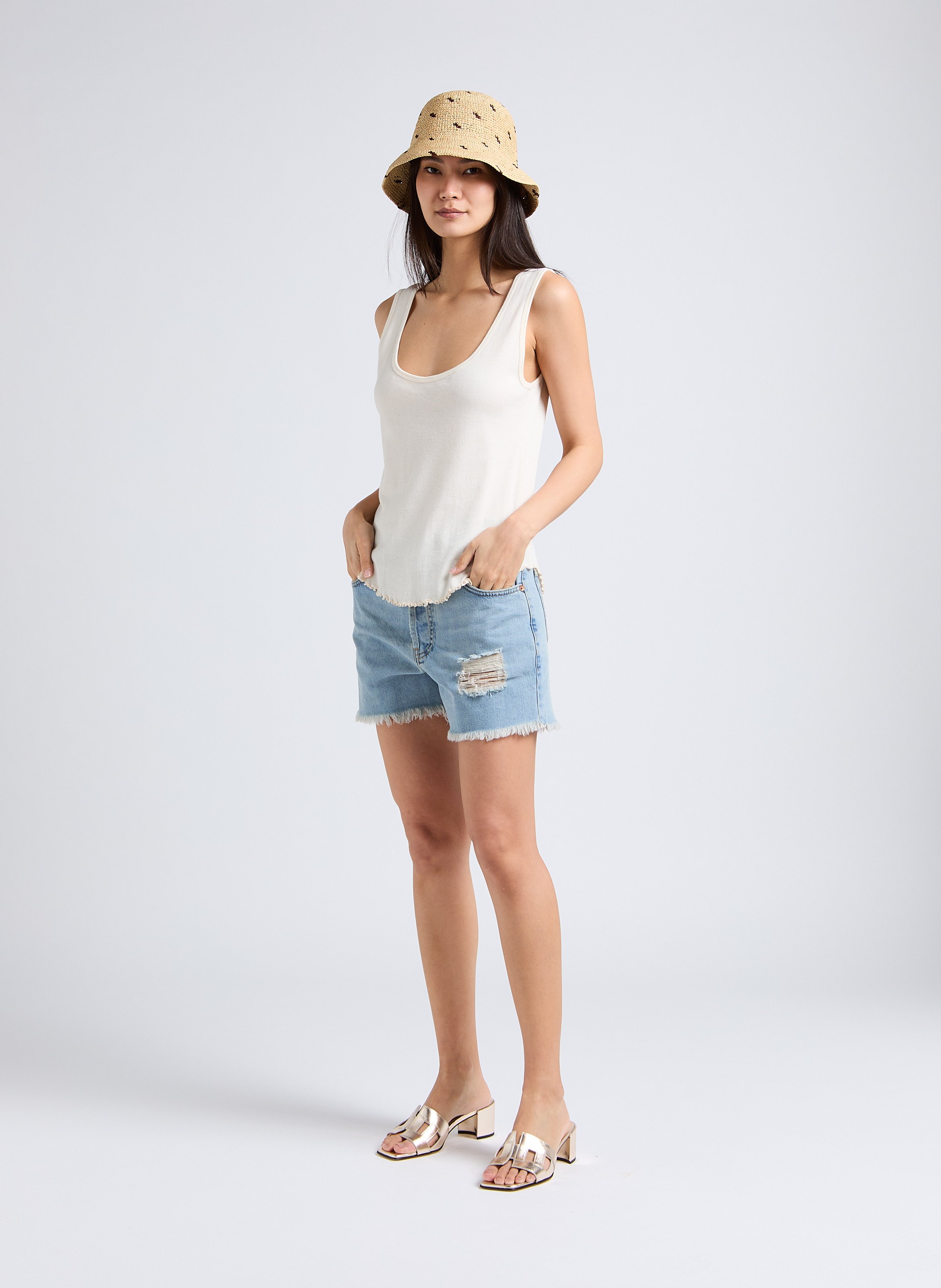 Straight-leg cotton shorts MARGAUX LONNBERG Blue