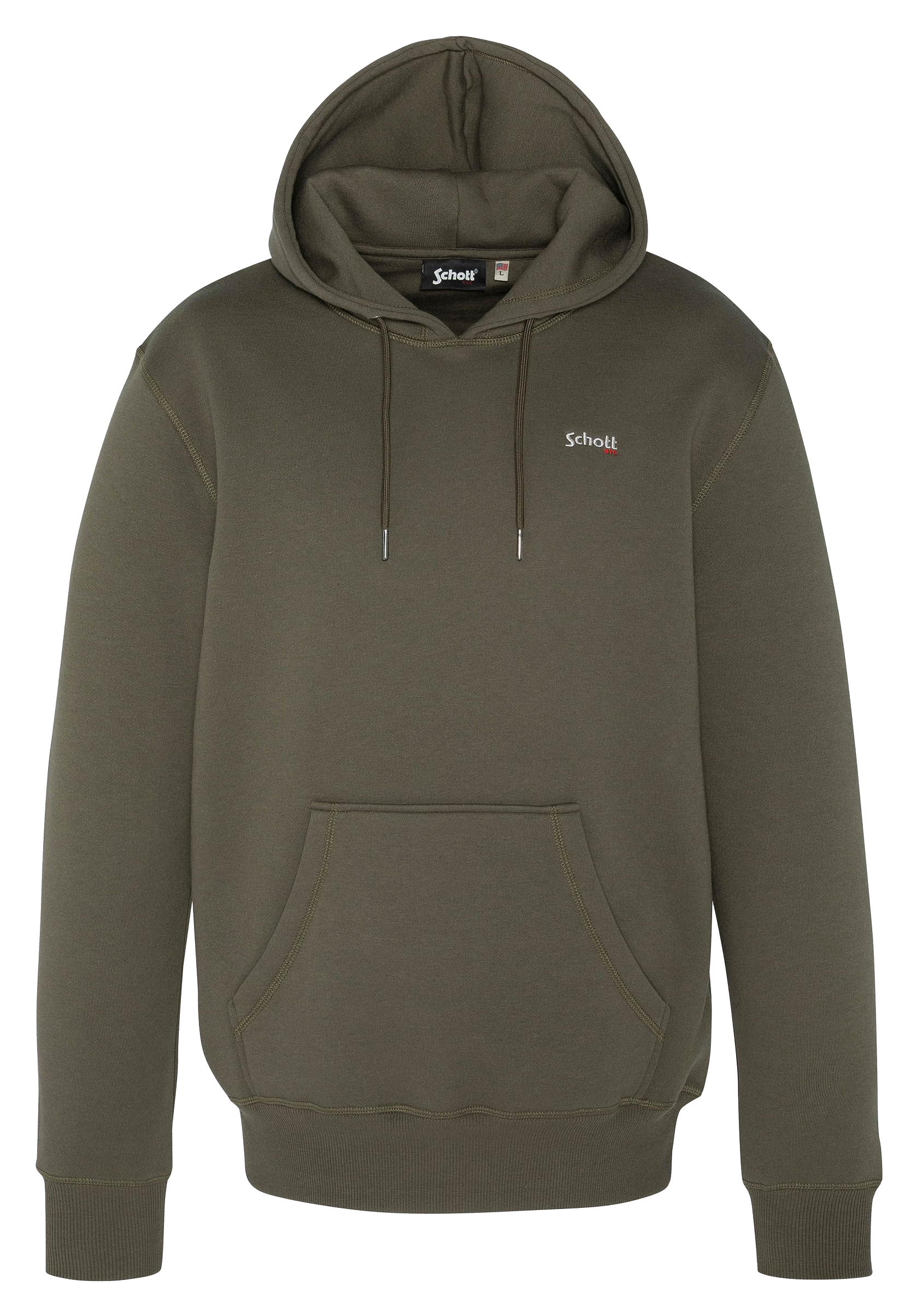 Sweat à capuche regular-fit brodé en coton mélangé SCHOTT Kaki