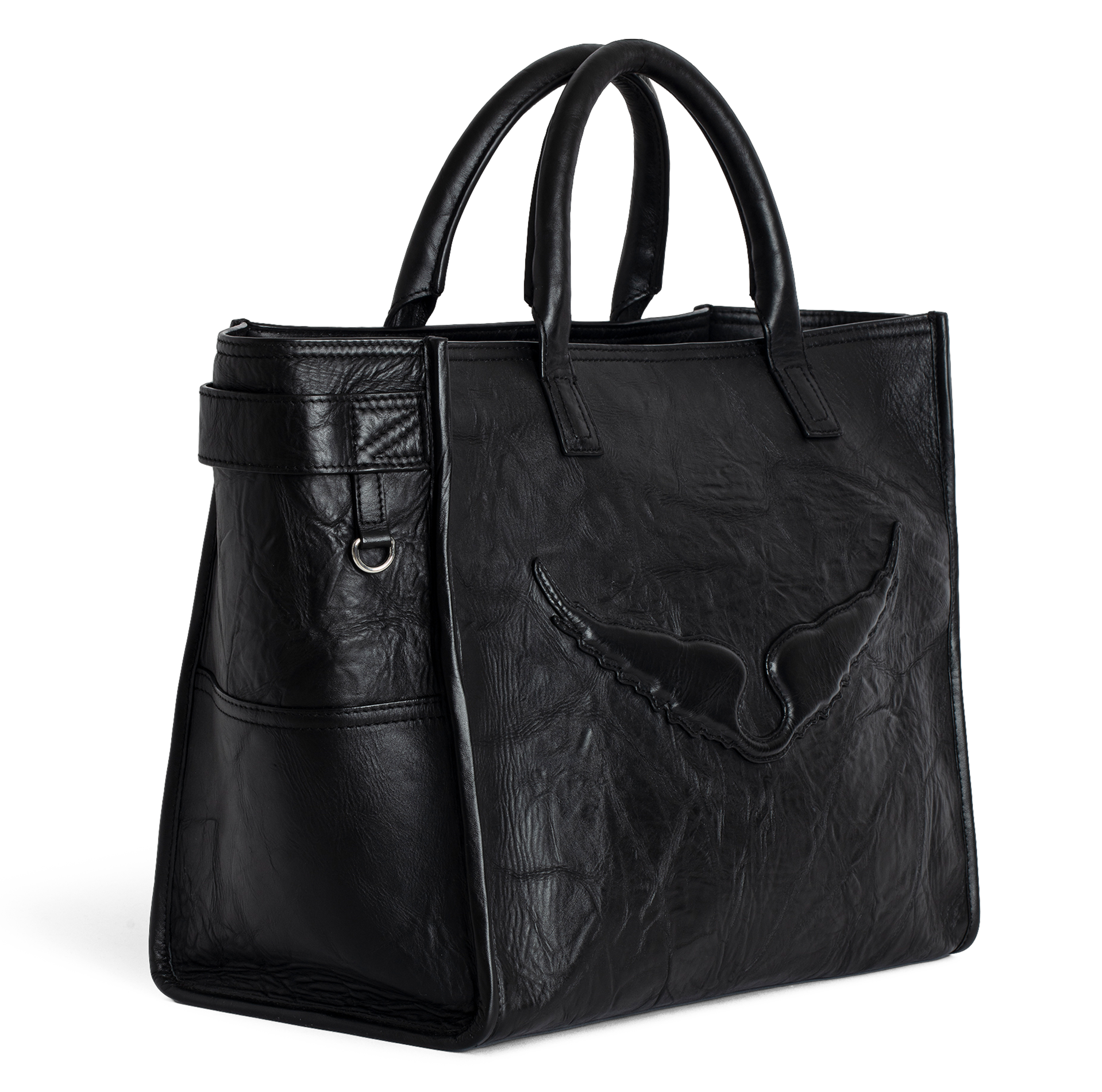 Shopper tas van gekreukt leer ZADIG&VOLTAIRE Zwart