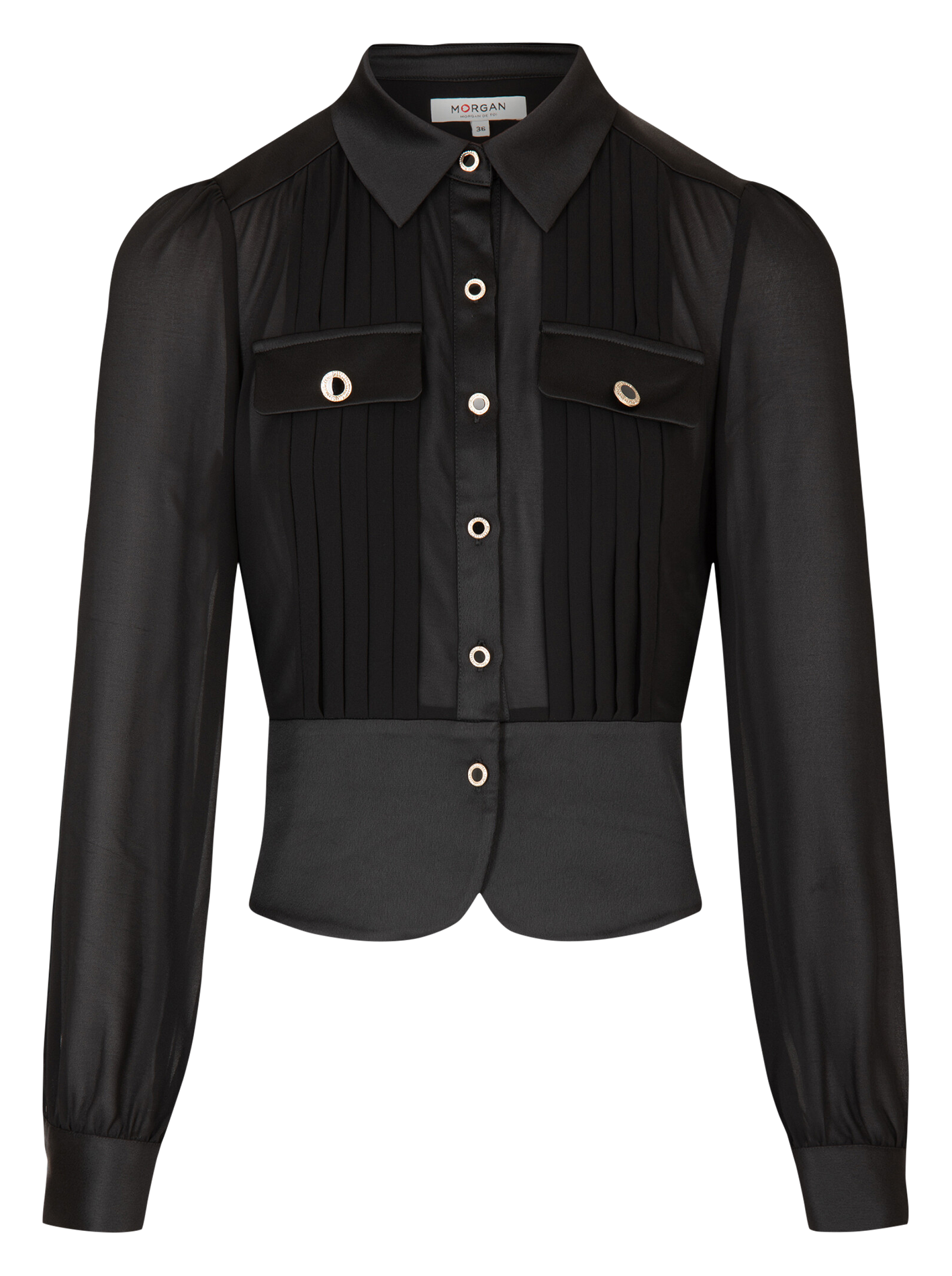 Blouse met overhemdkraag MORGAN Zwart