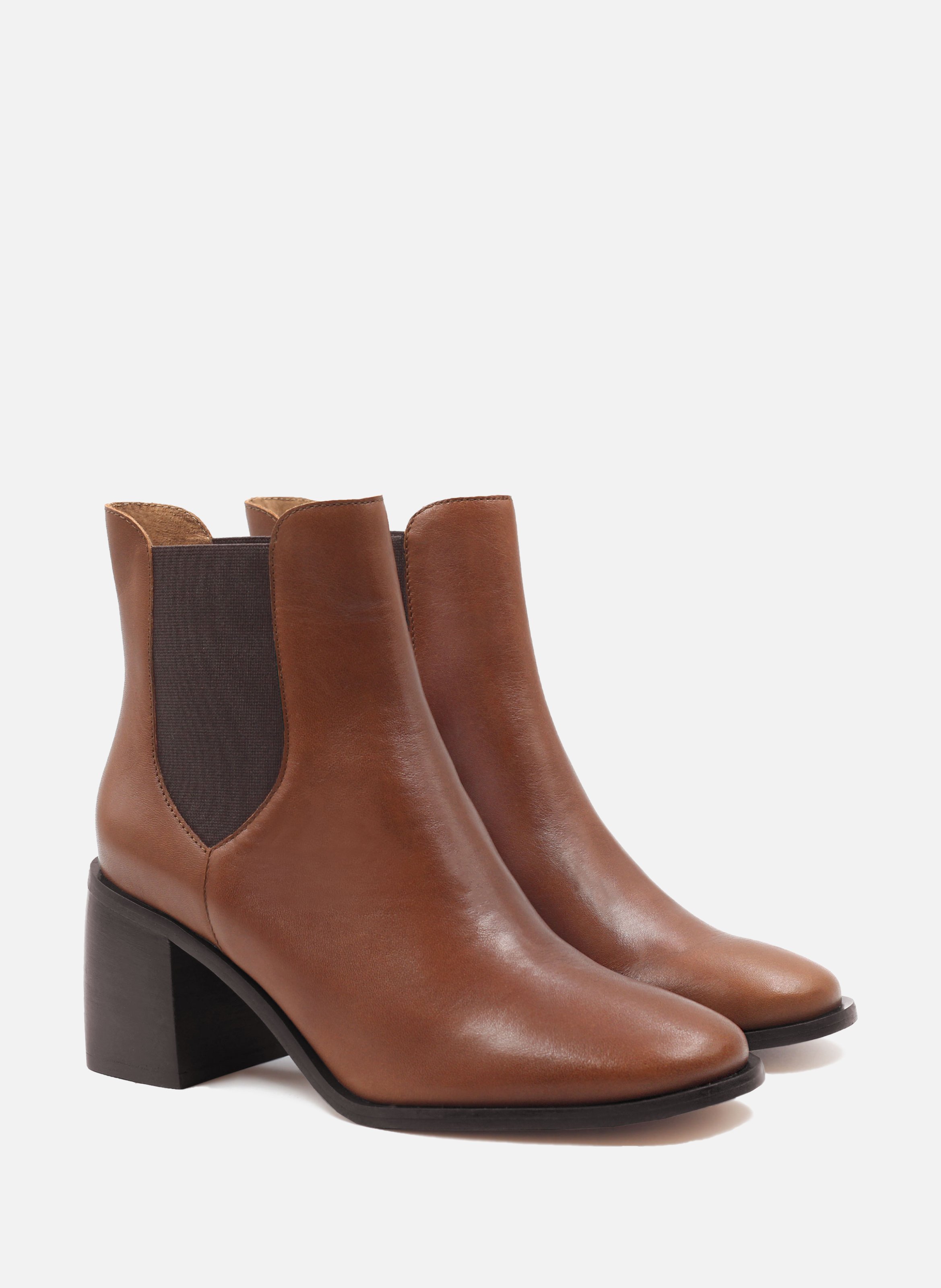 Heeled leather Chelsea boots JULES & JENN Brown
