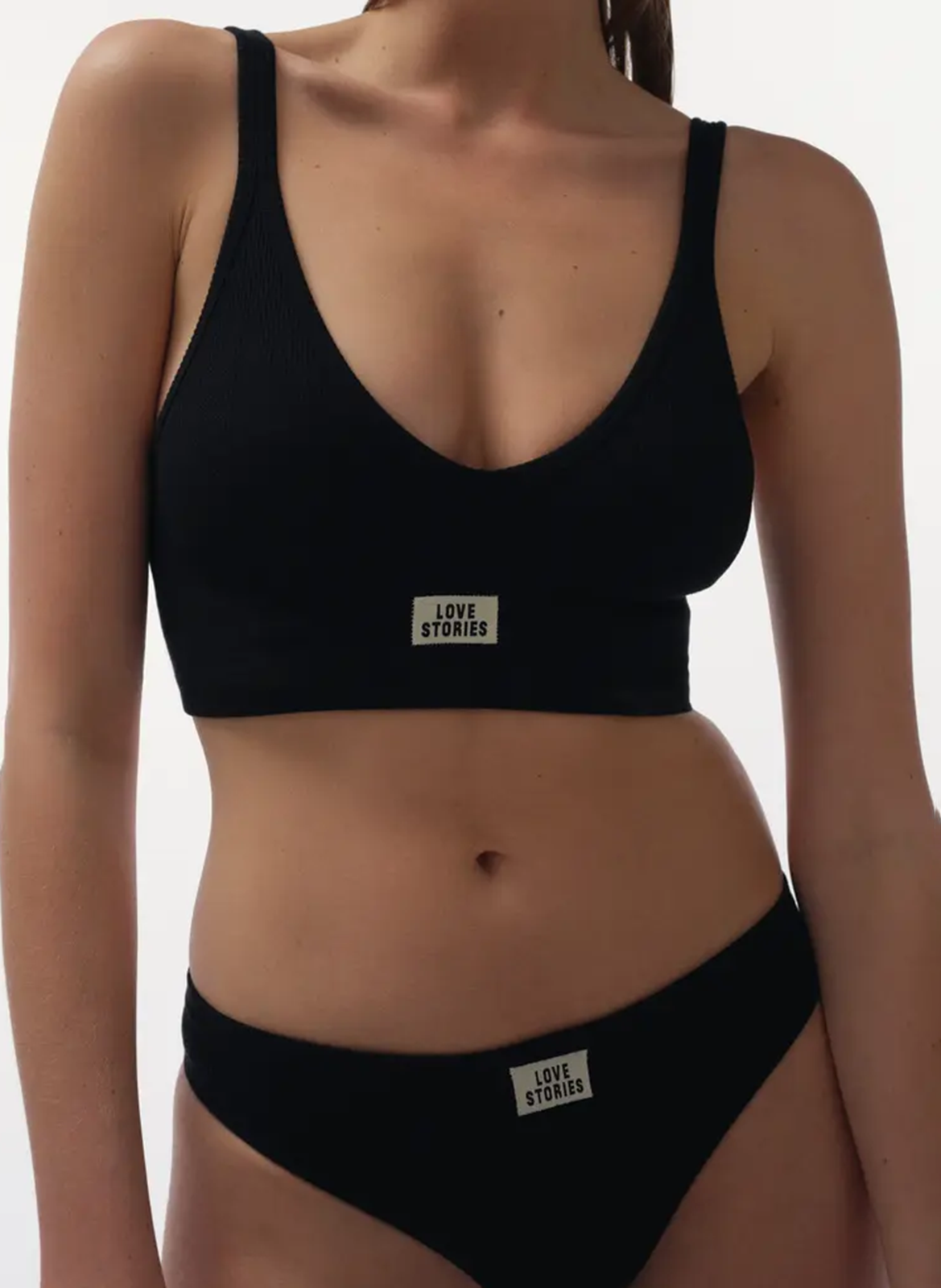 String côtelé en coton mélangé LOVE STORIES Noir