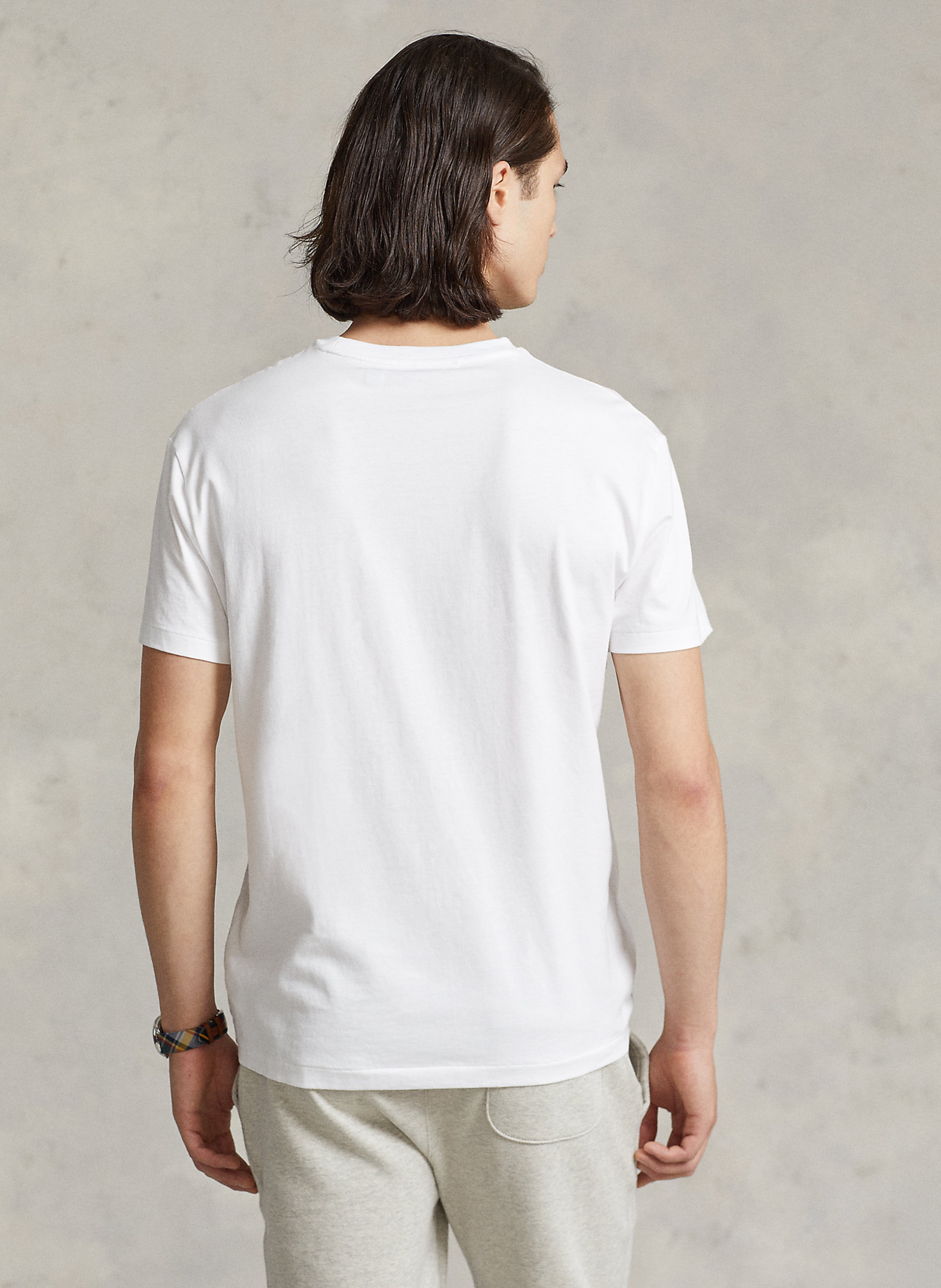 Tee-shirt col rond classic-fit brodé en coton POLO RALPH LAUREN Blanc