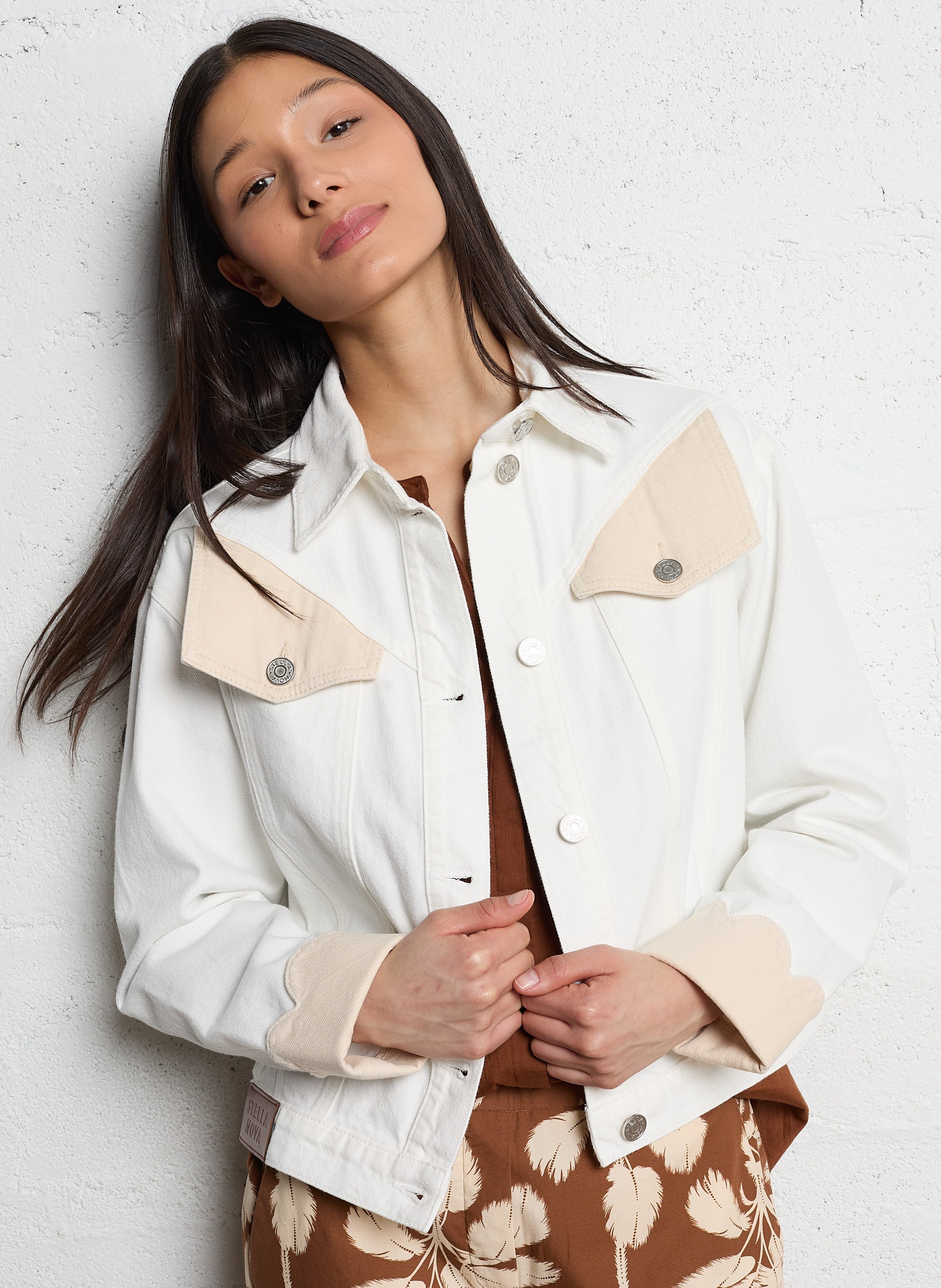 Jacket with classic cotton denim collar STELLA NOVA White
